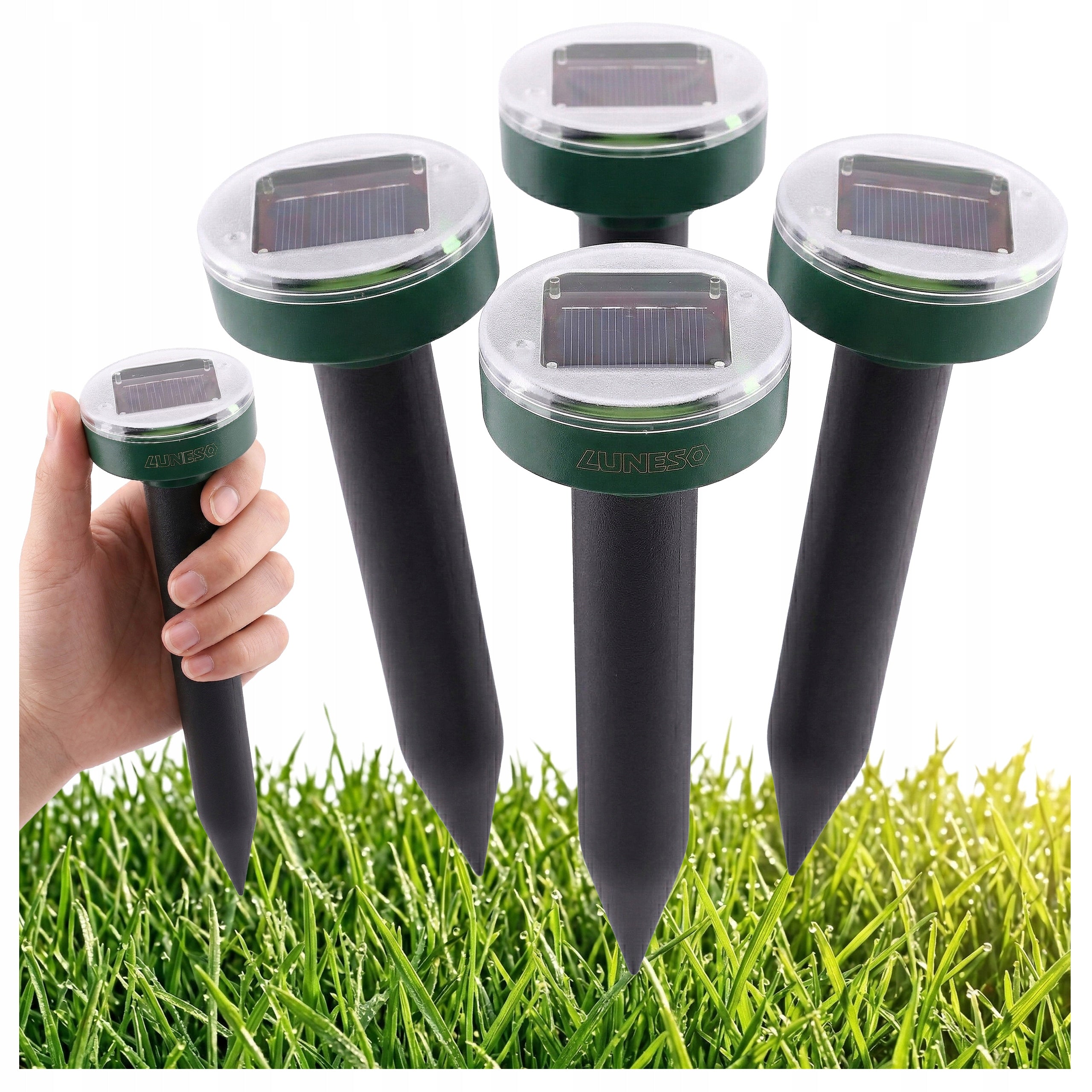 Mole Deterrent Rodent STRONG Solar Ultrasound Mice Nornice x4