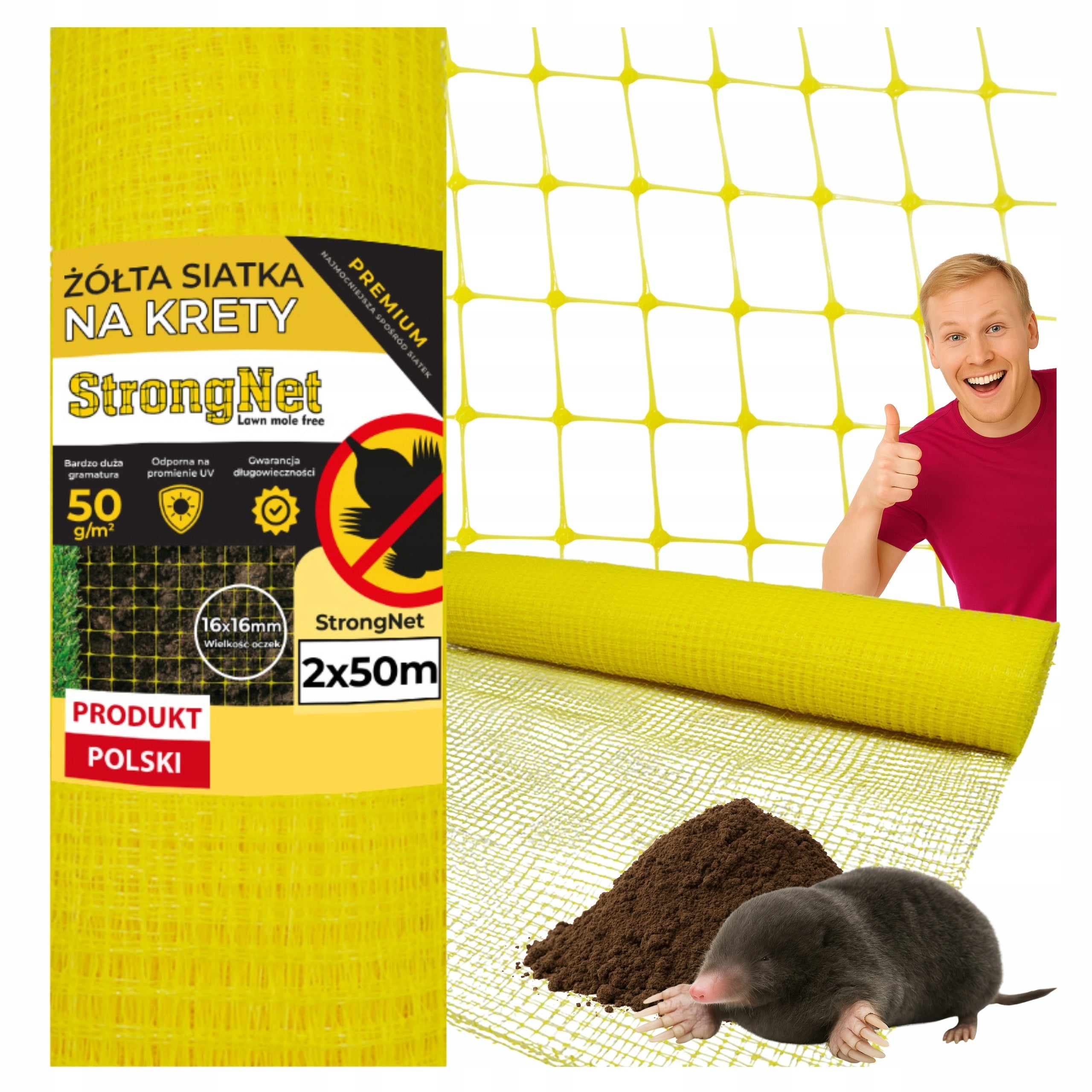 Mole Mesh 50g 2x50m Yellow Against Mole Premium Dense Durable
