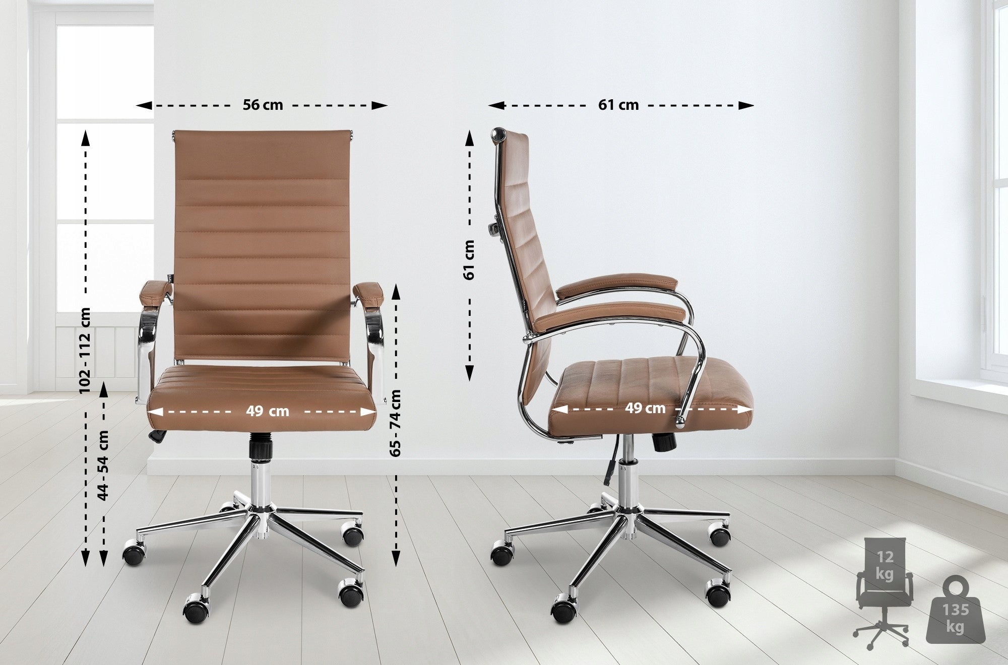 Mollis Genuine Leather Office Chair in Light Brown Brand CLP