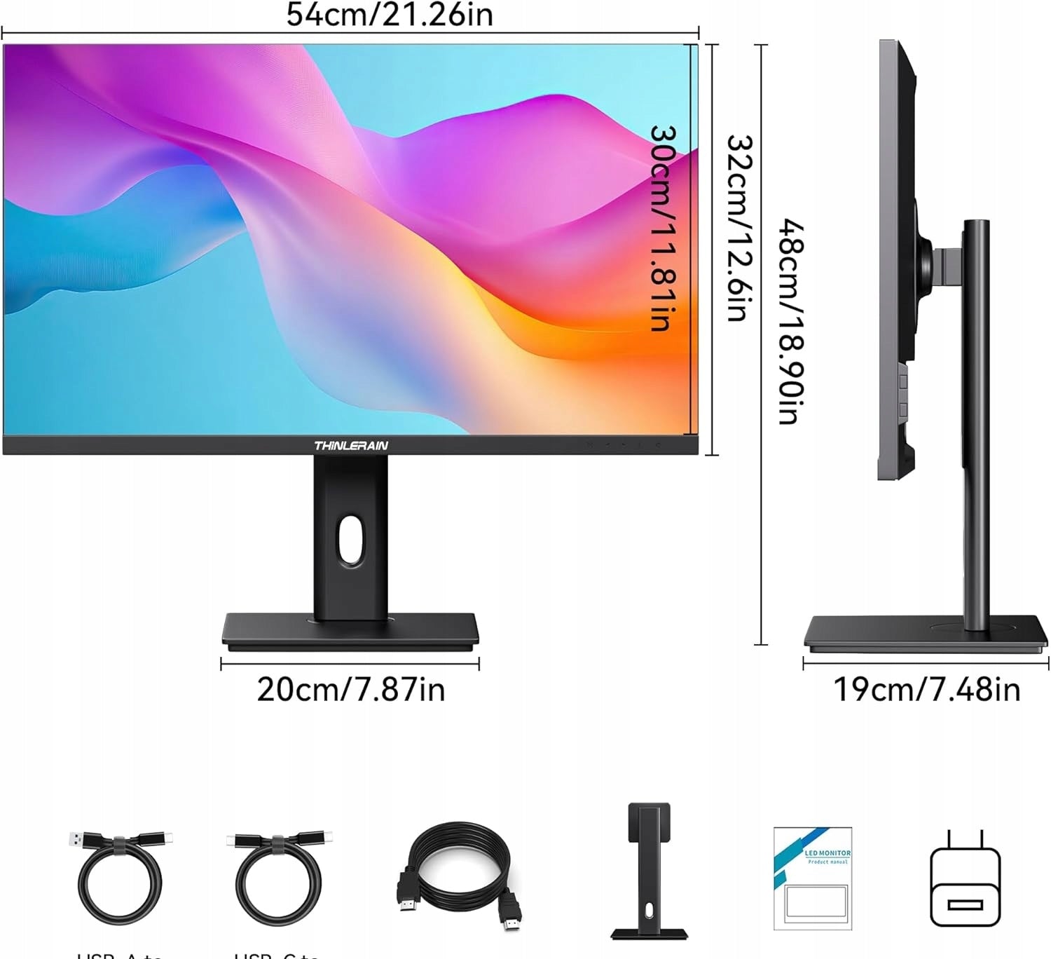 Monitor 23,8 inch 2K IPS 100Hz Camera 3MP Microphone HDMI Vertical Gaming Manufacturer code 3