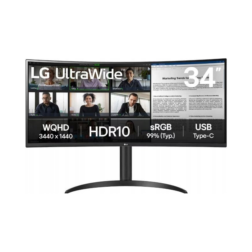 Monitor LG 34" 34WR55QK-B WQHD 21:9 prohnutý černý