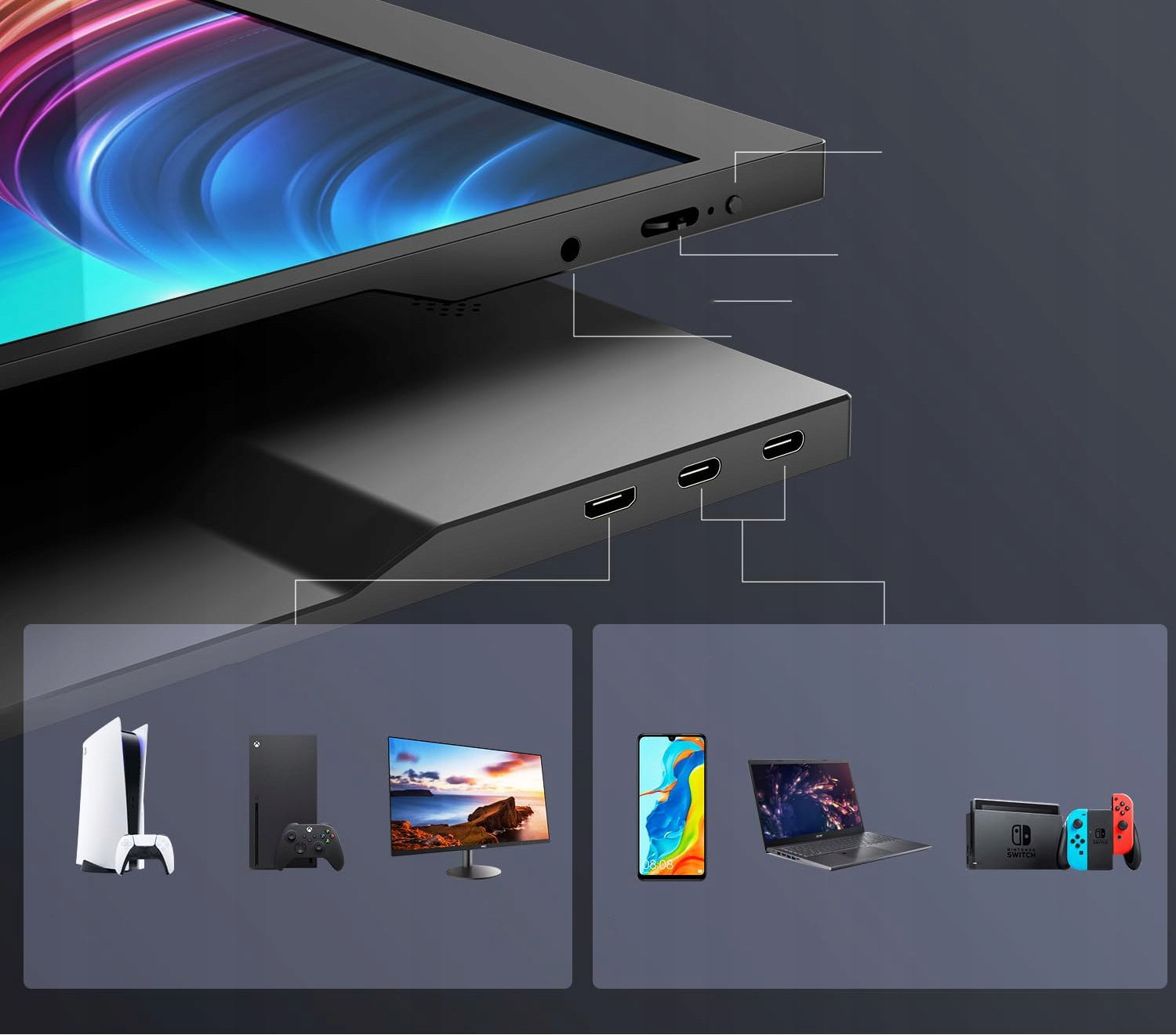 Monitor Portable 15.6" FHD IPS USB-C HDMI Laptop PS5 Xbox Case Yodoit Manufacturer code 15,6