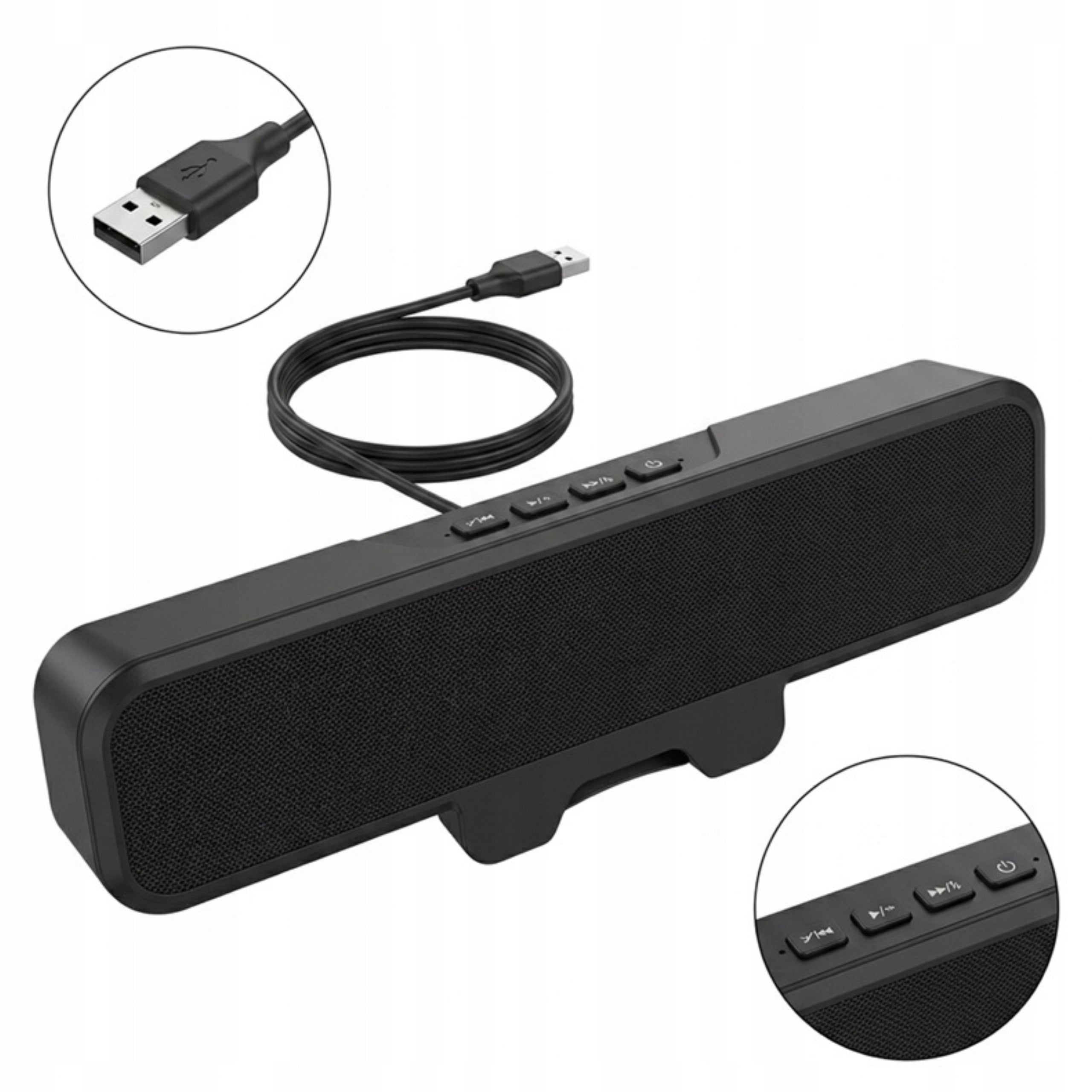 Monitor Speaker Soundbar PC Laptop 10W USB A/C Plug&Play Portable