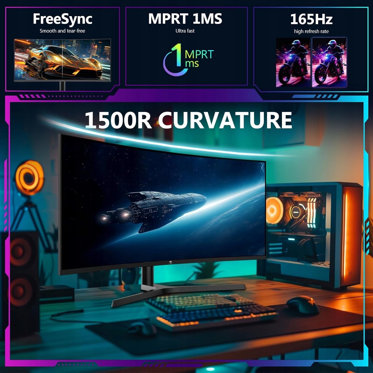 Monitor Z-Edge 34 inches Curved 3440x1440 165Hz 1ms IPS G-Sync 21:9 Brand no brand