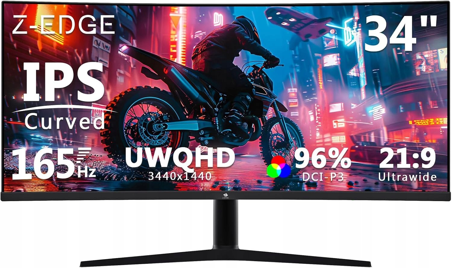 Monitor Z-Edge 34 inches Curved 3440x1440 165Hz 1ms IPS G-Sync 21:9