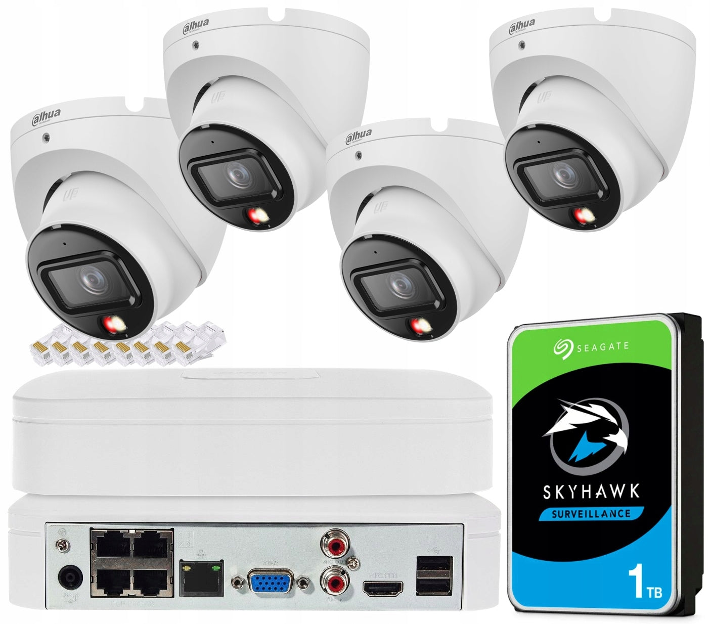 Monitoring Kit 4 Cameras 6Mpx 3K+ Day/Night Full Color Audio PoE DAHUA