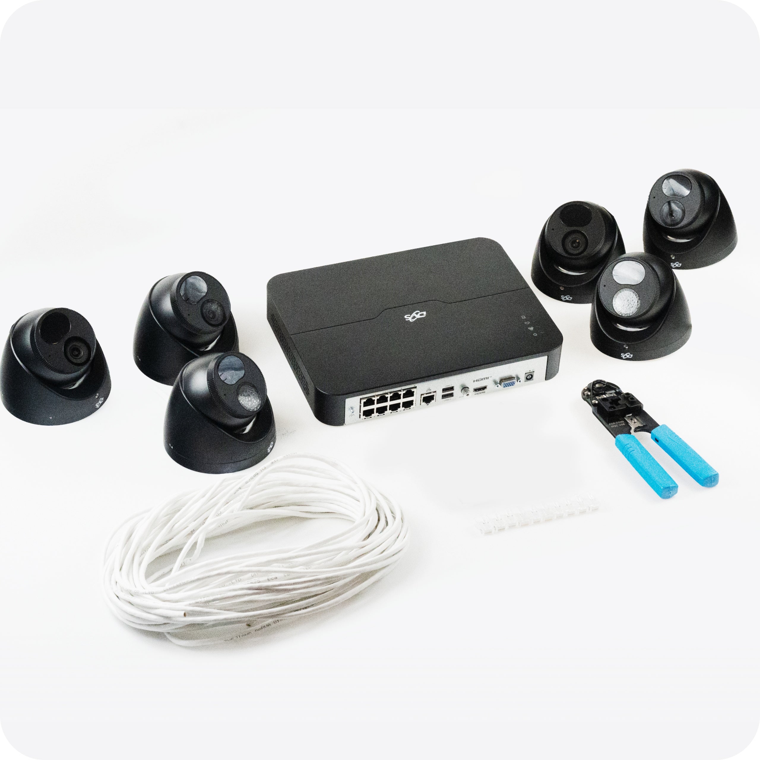 Monitoring kit 6 dome cameras black IP PoE 5Mpx company shop DVS Packaging status original