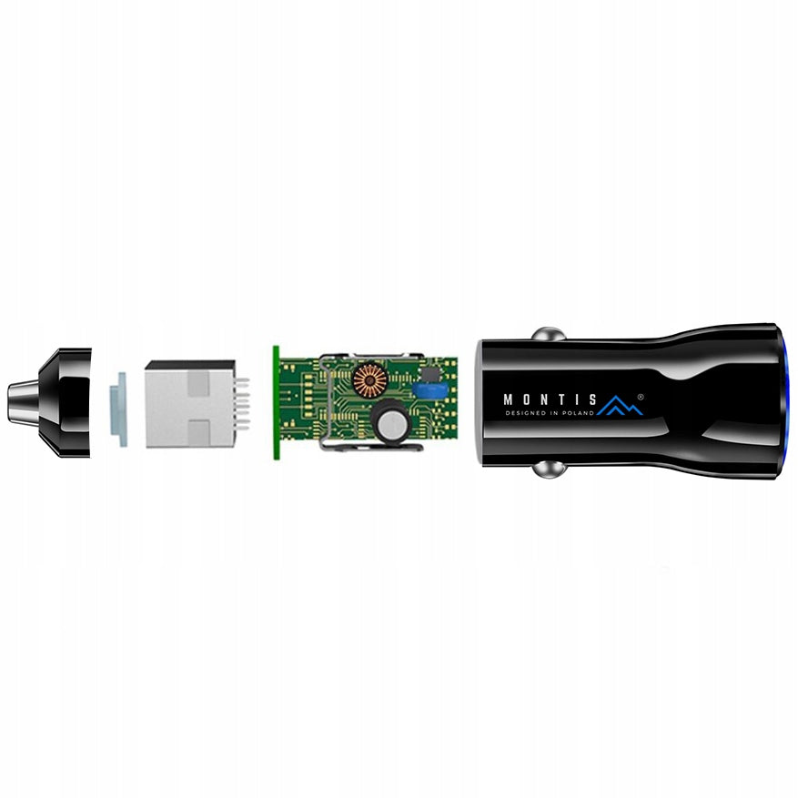 Montis car charger 2xUSB QC3.0 Type-C PD Output current 3000 mA