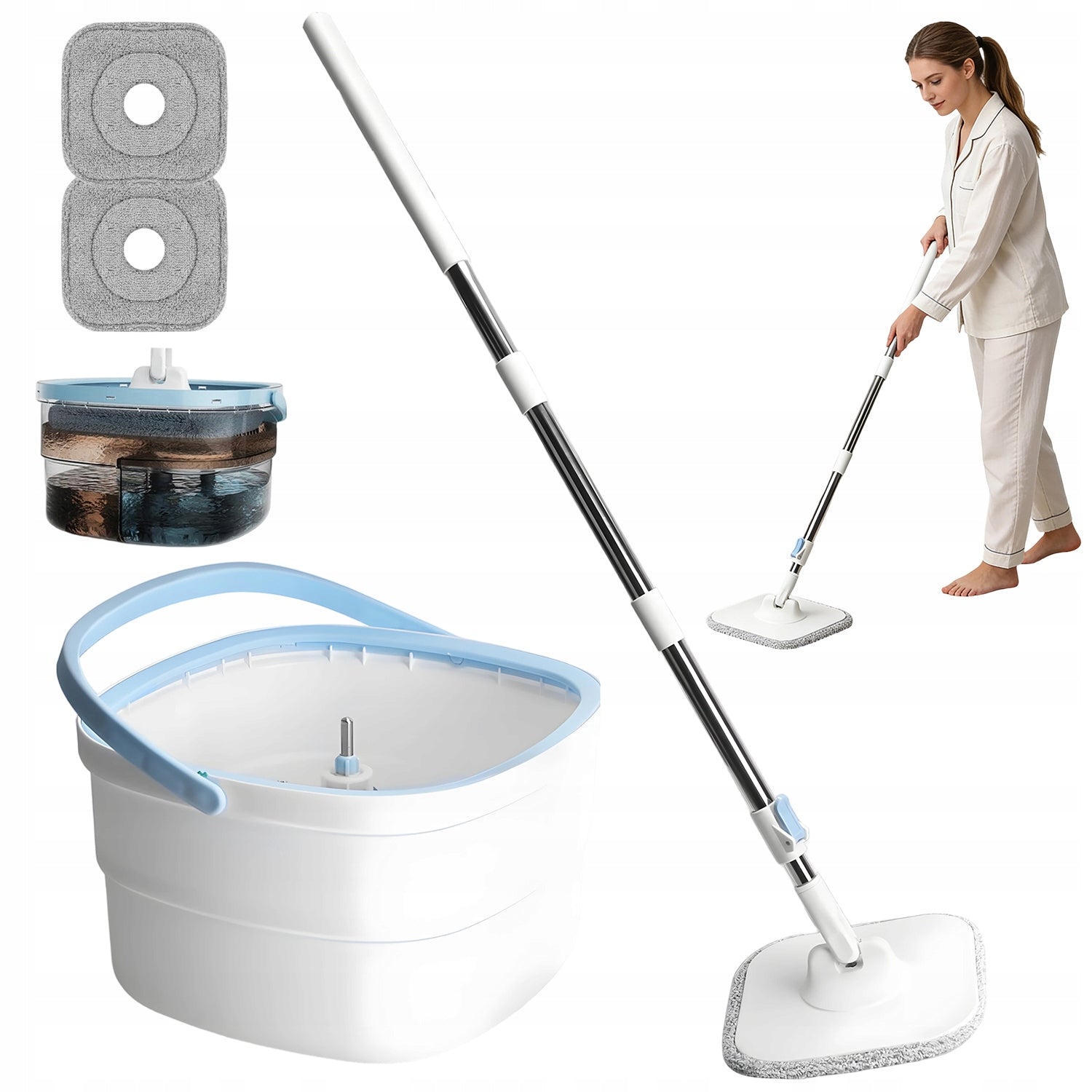 Mop Kit with Bucket, 360° Rotary Mop with Twisting, Floor Mop