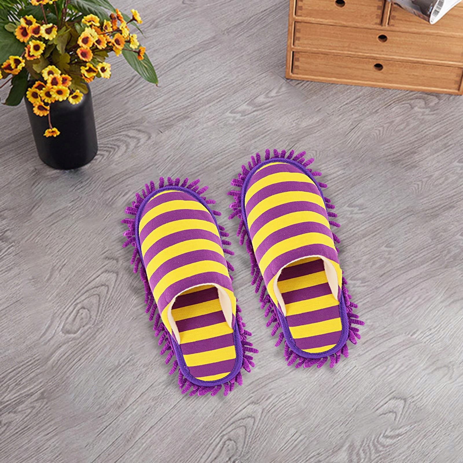 Mop Slipper Shoes Chenille Floor Cleaning Tool Dust Cleaning Violet