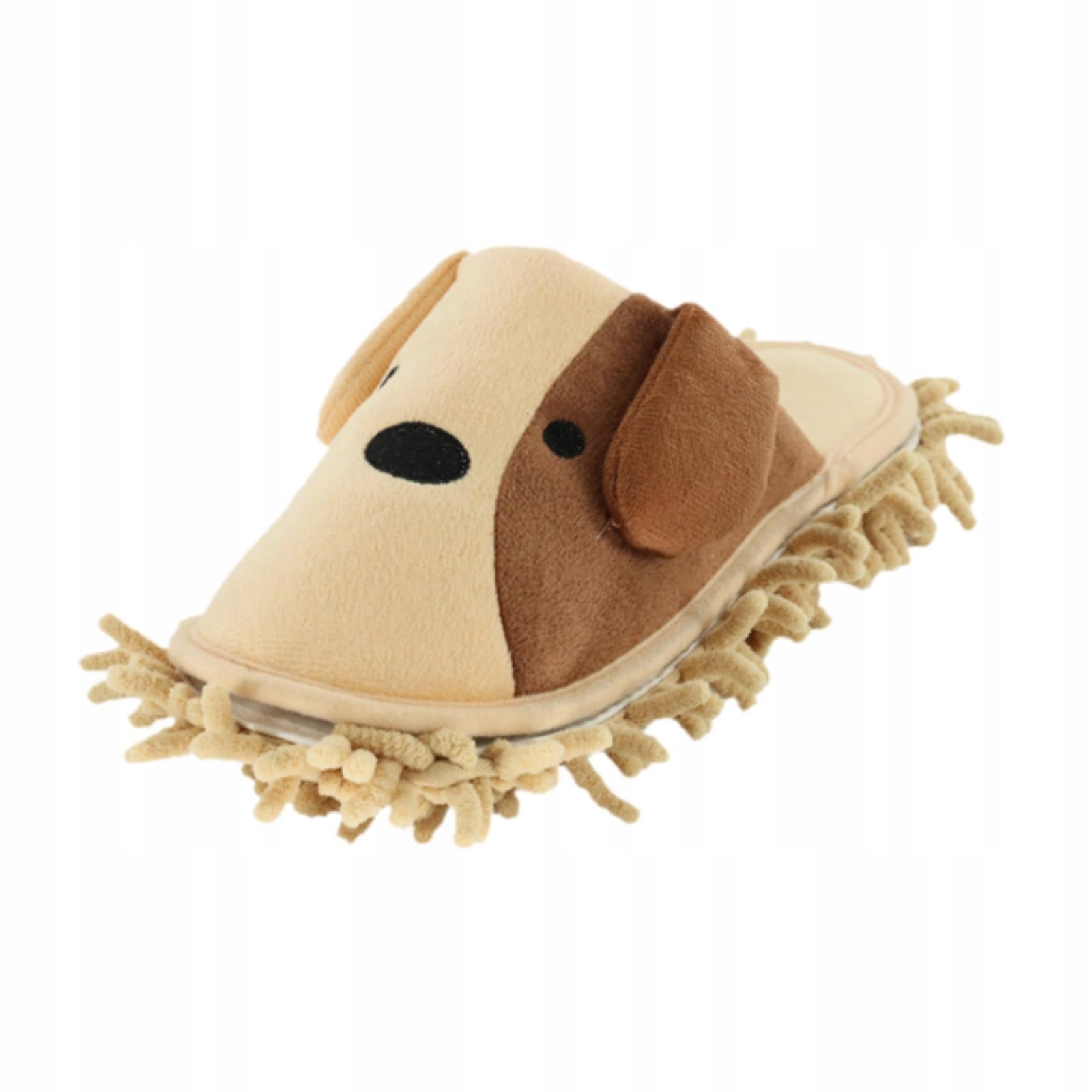 Mop Slippers Detachable Chenille Cartoon Dog for Floor Beige 38 to 41 Brand no brand