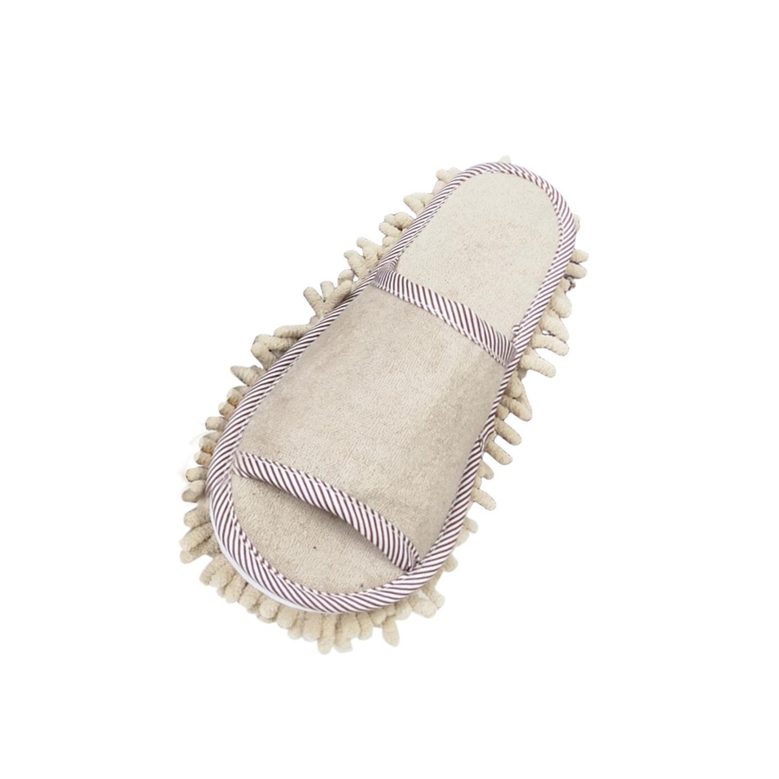 Mop Slippers Floor Cleaning Mute Detachable Household Chenille Beige