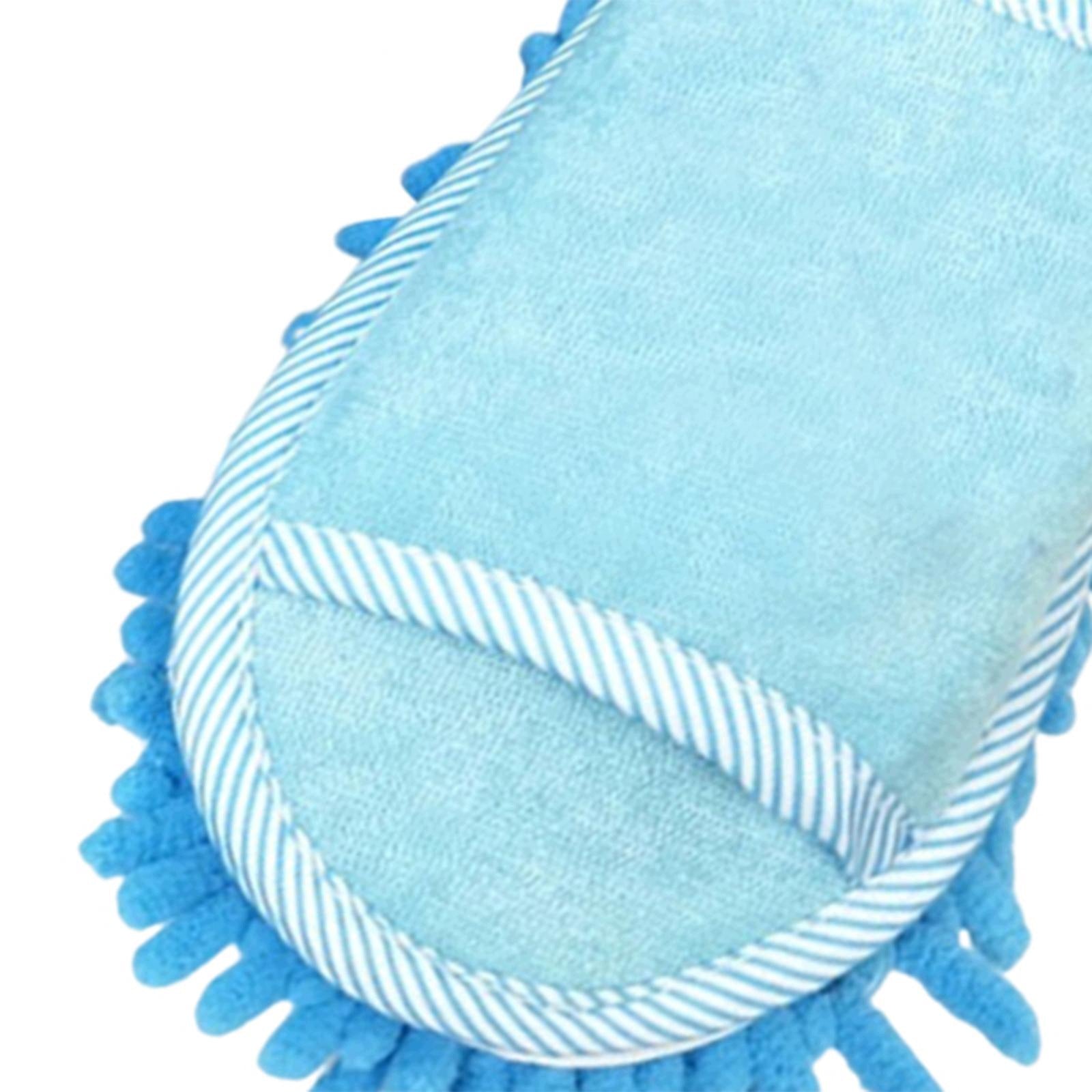 Mop Slippers Microfiber Chenille Floor Cleaning Shoes Detachable Dust Blue Packaging status original