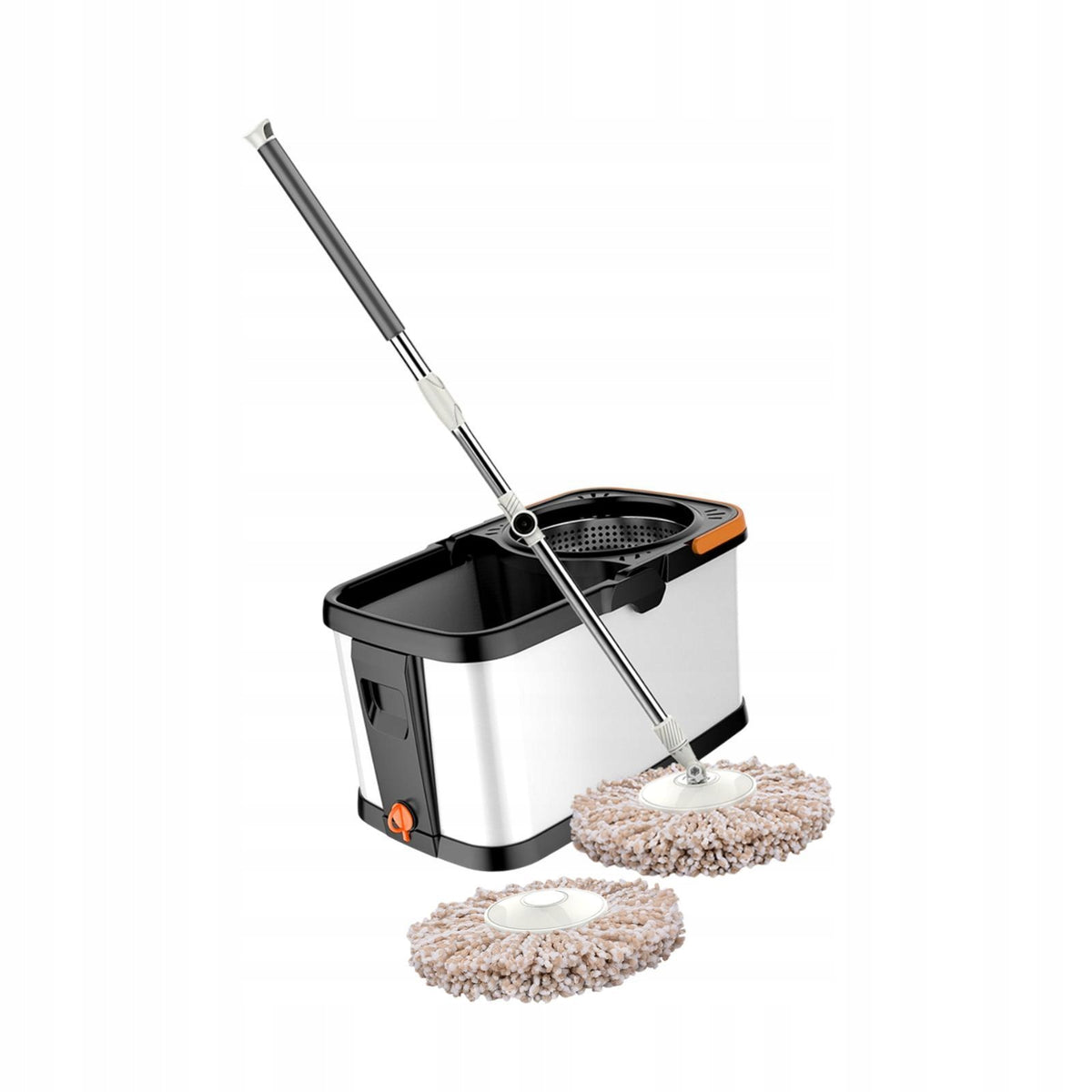 Mop and Bucket Set with Drain Port with Replacement Head Microfiber Mop for