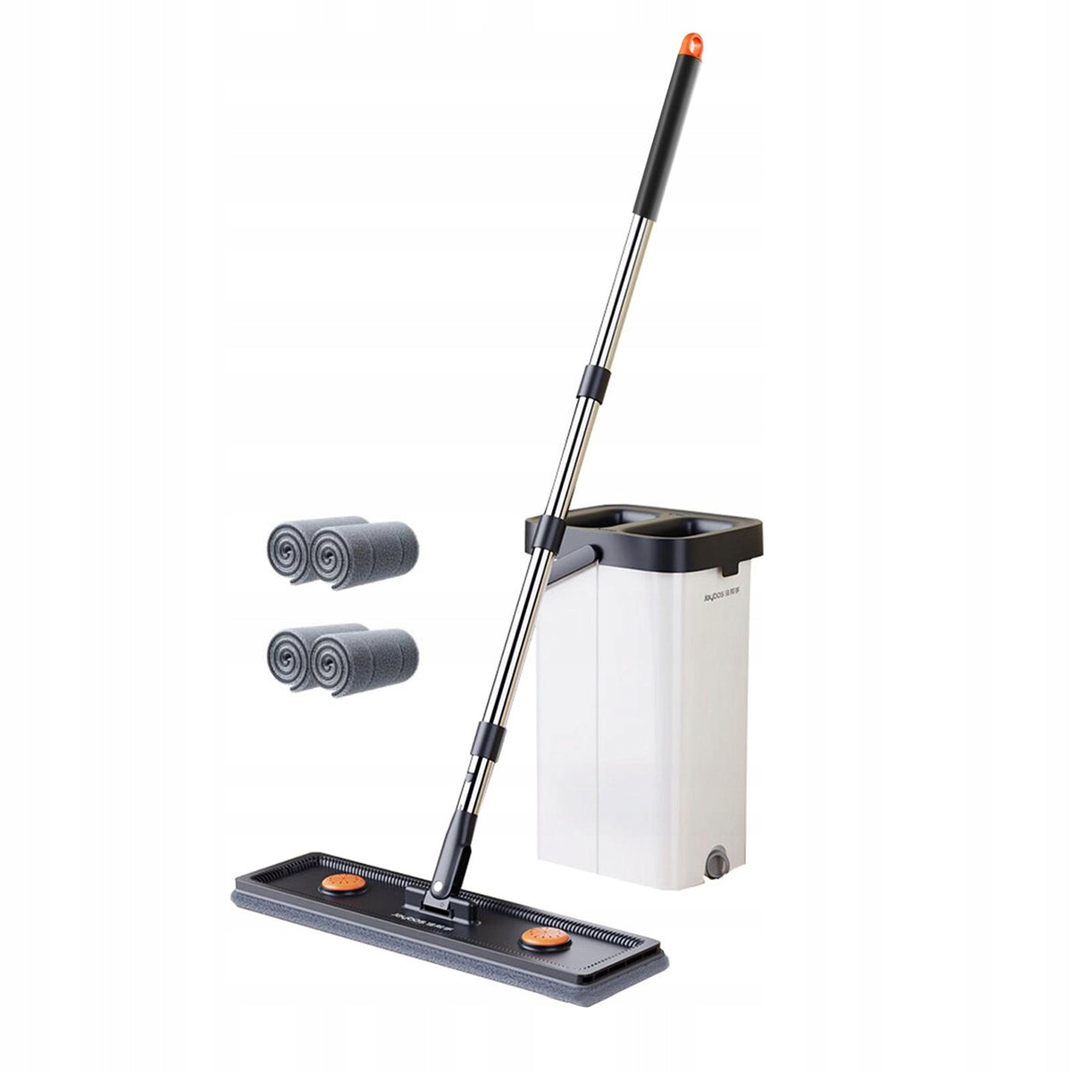 Mop and Bucket with Wringer Set Flat Mop for Hardwood Tile Wall 33cm 4 pads