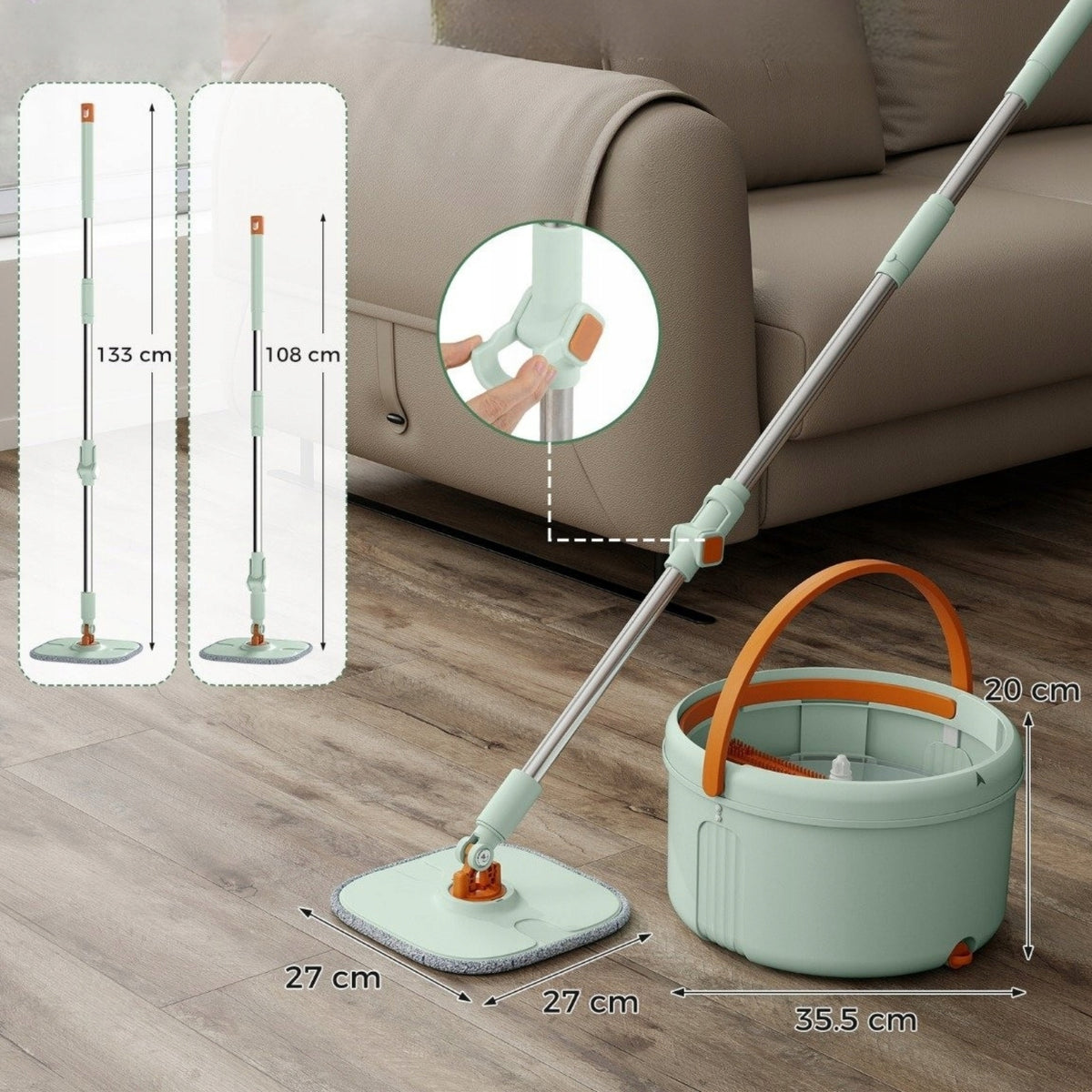 Mop set with bucket 4 l Mop for cleaning Brand Costway