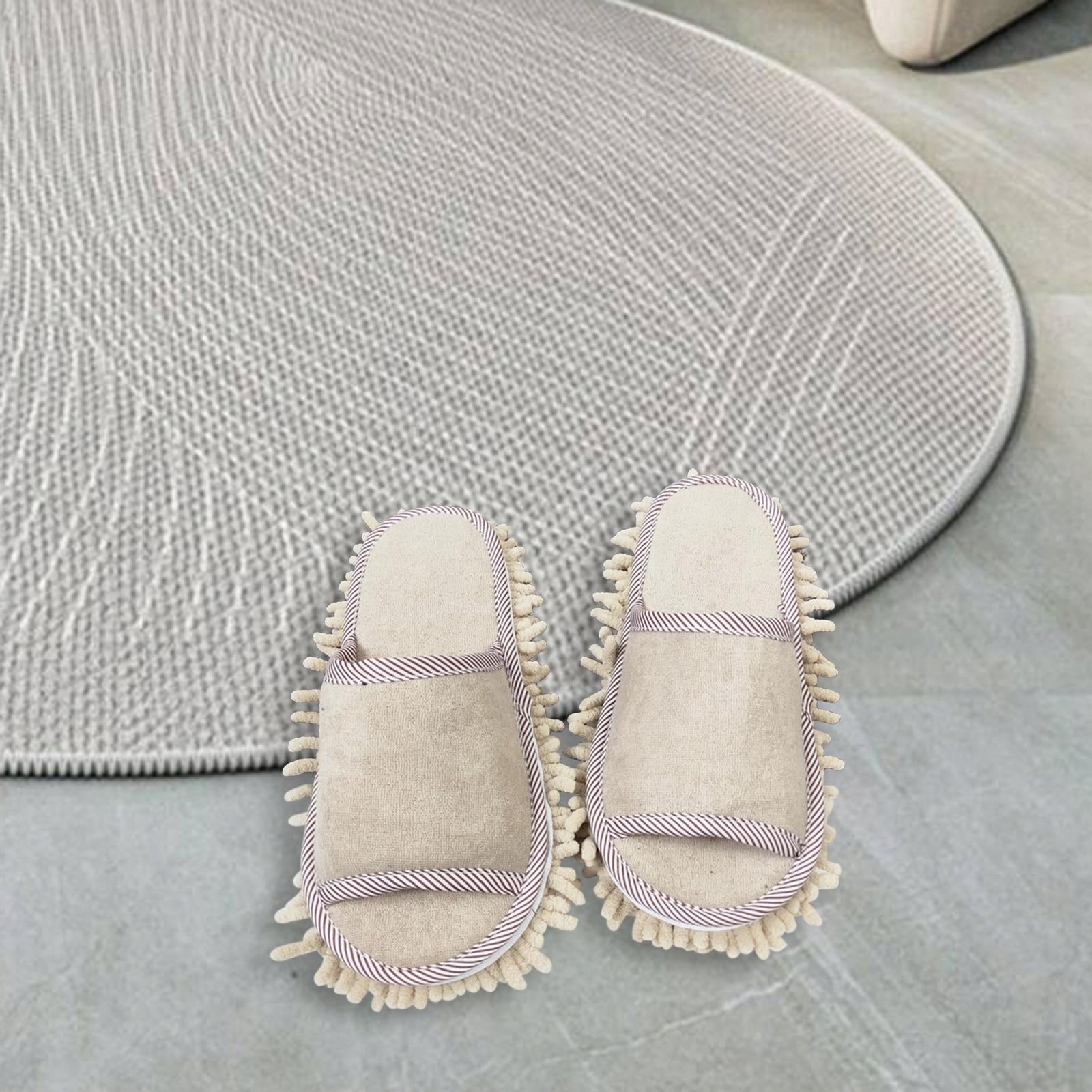 Mopping House Shoes, Floor Cleaning, Wiping House Shoes, Open Toes, Beige Brand no brand