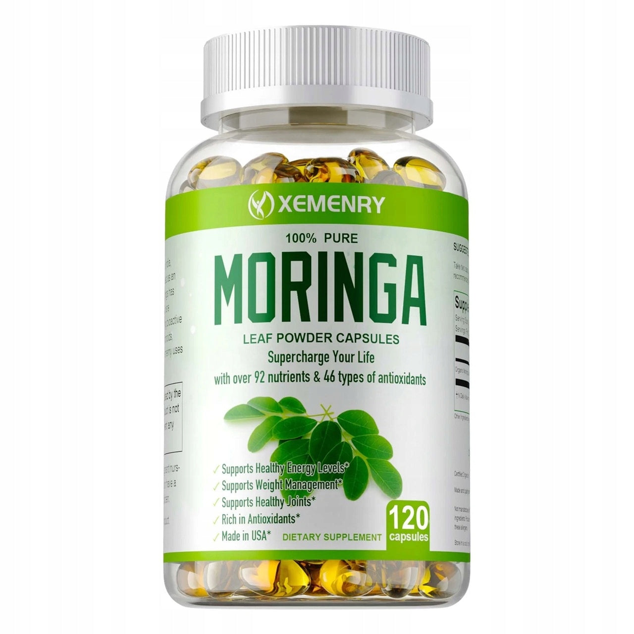 Moringa 1000 mg capsules – organic, natural, anti-aging, wsp