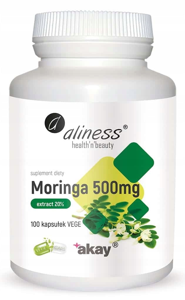Moringa extract 20% 500mg, 100 capsules Manufacturer code Cholesterol Krążenie Białko Odporność Serce