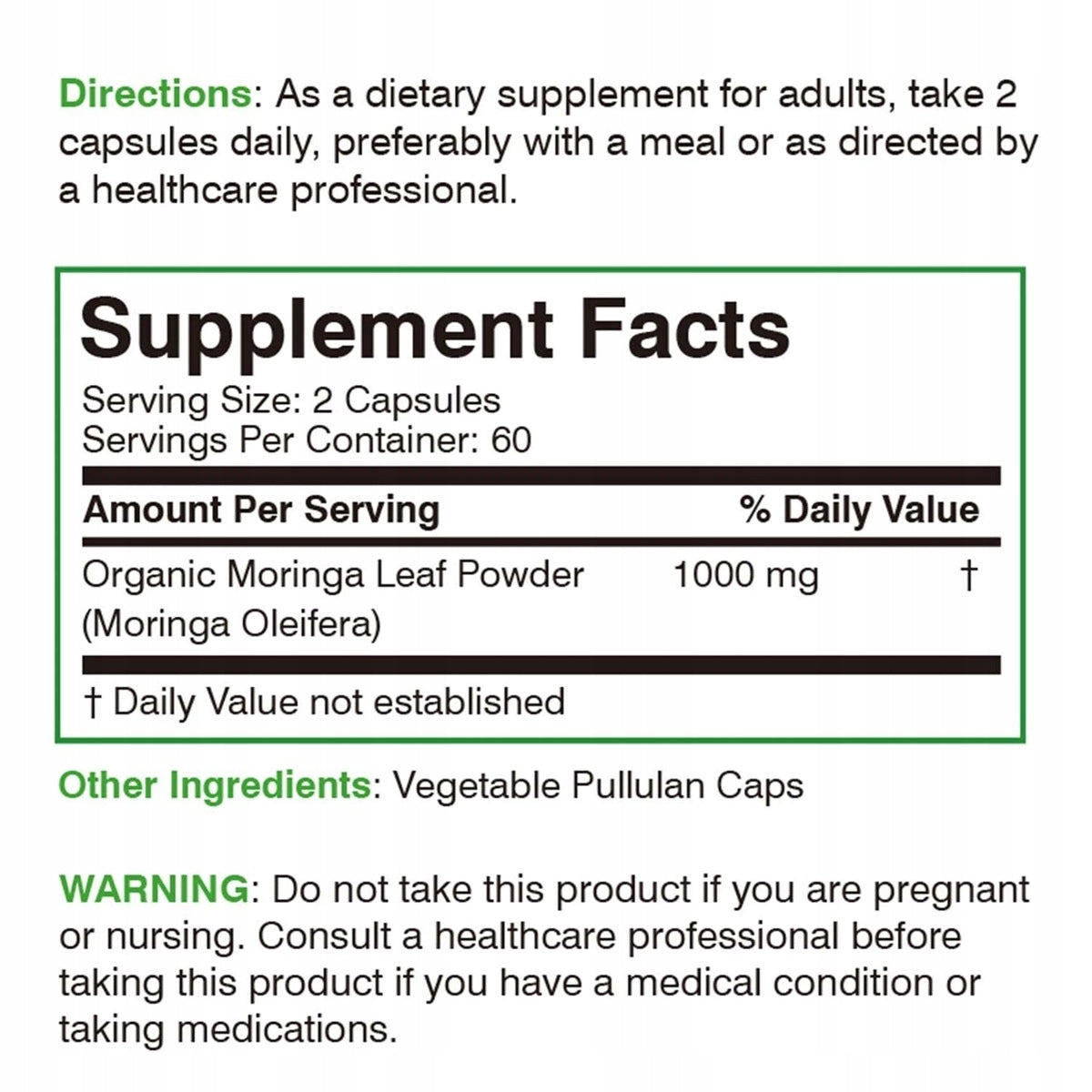 Moringa leaf 1000 mg – superfoods, slimming, immunity support, stym Expiration date at least 1 year from the date of purchase