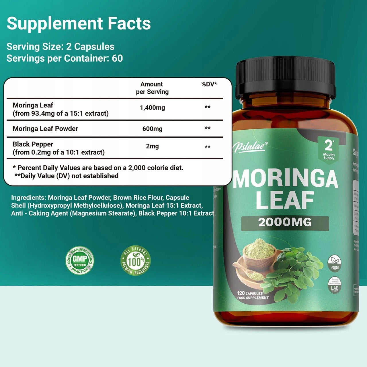Moringa leaf – energy, metabolism, support of immunity and skin health Expiration date at least 1 year from the date of purchase