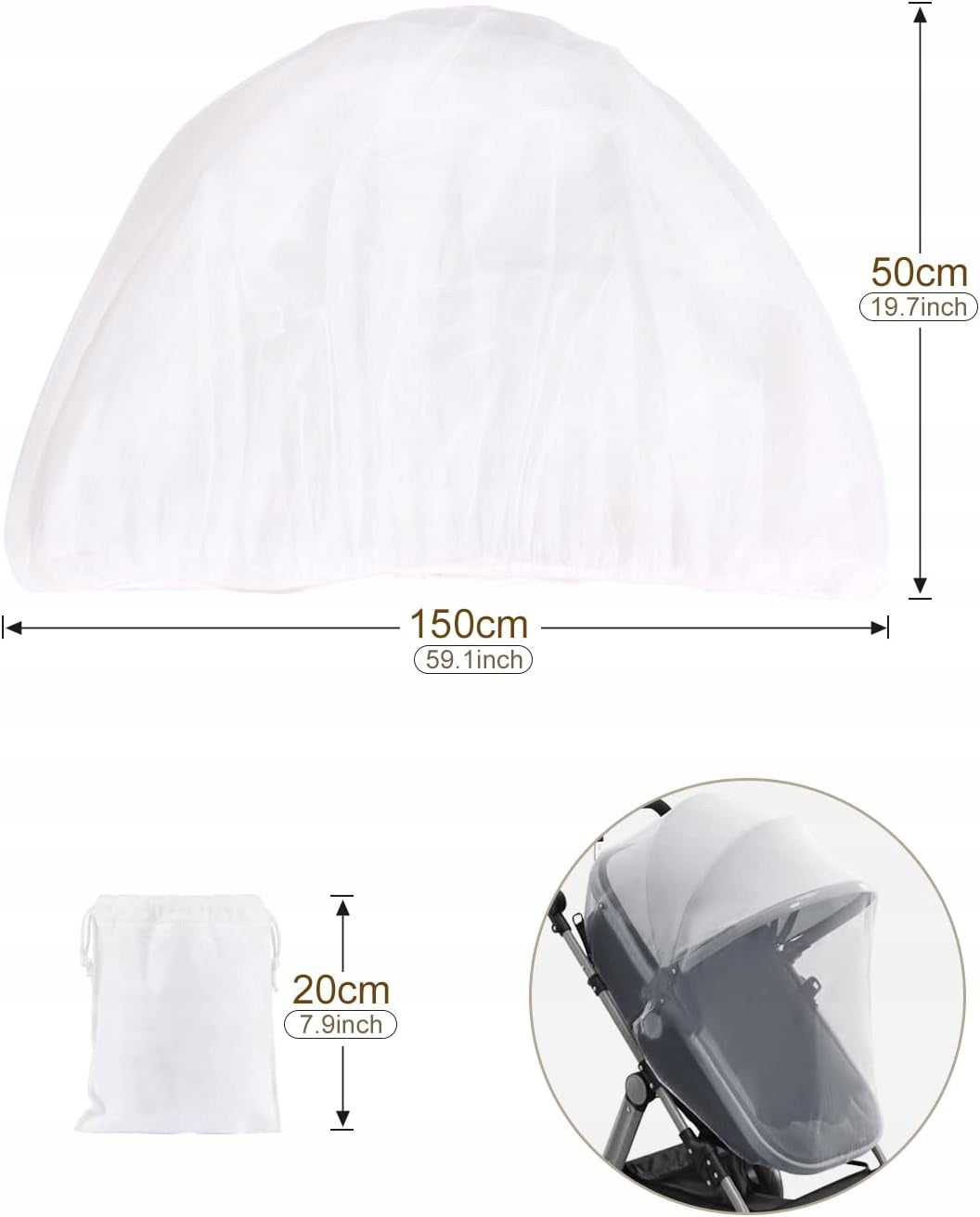 Mosquito net for baby stroller, durable, universal, practical Brand no brand