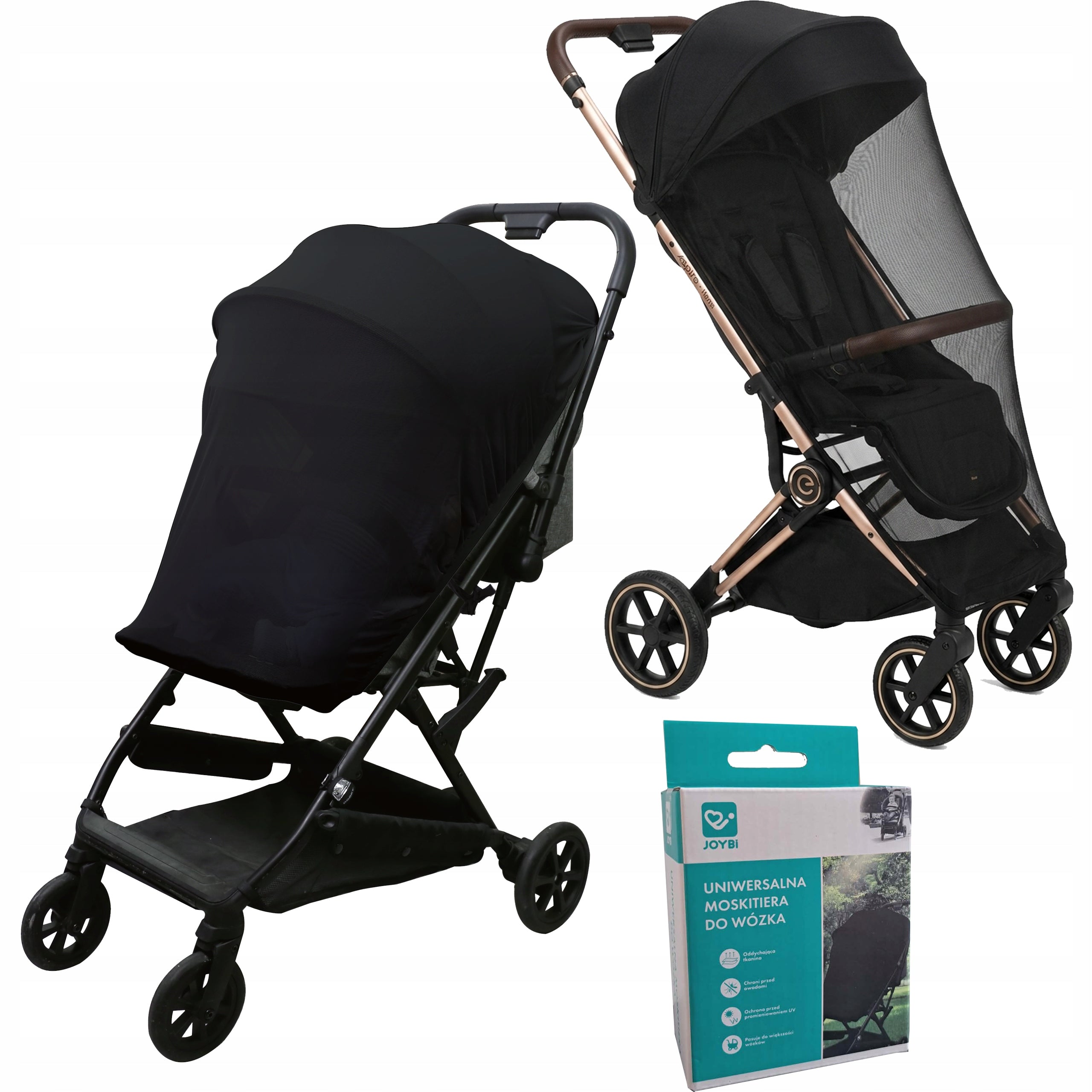 Mosquito net for stroller gondola universal black UV protection JOYBI Packaging status original