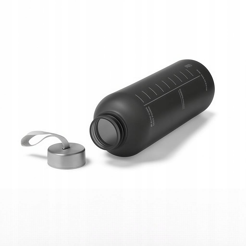Motivational bottle 1L water sports water bottle with measuring cup gym black Color black