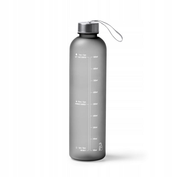 Motivational bottle 1L water sports water bottle with measuring cup gym black