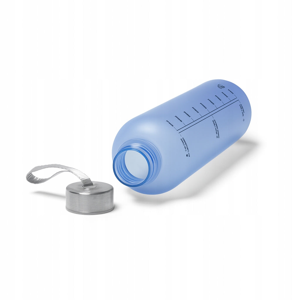Motivational bottle 1L water sports water bottle with measuring cup gym blue Color blue