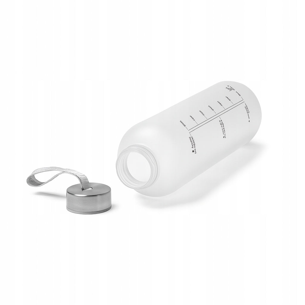 Motivational bottle 1L water sports water bottle with measuring cup gym white Color transparent