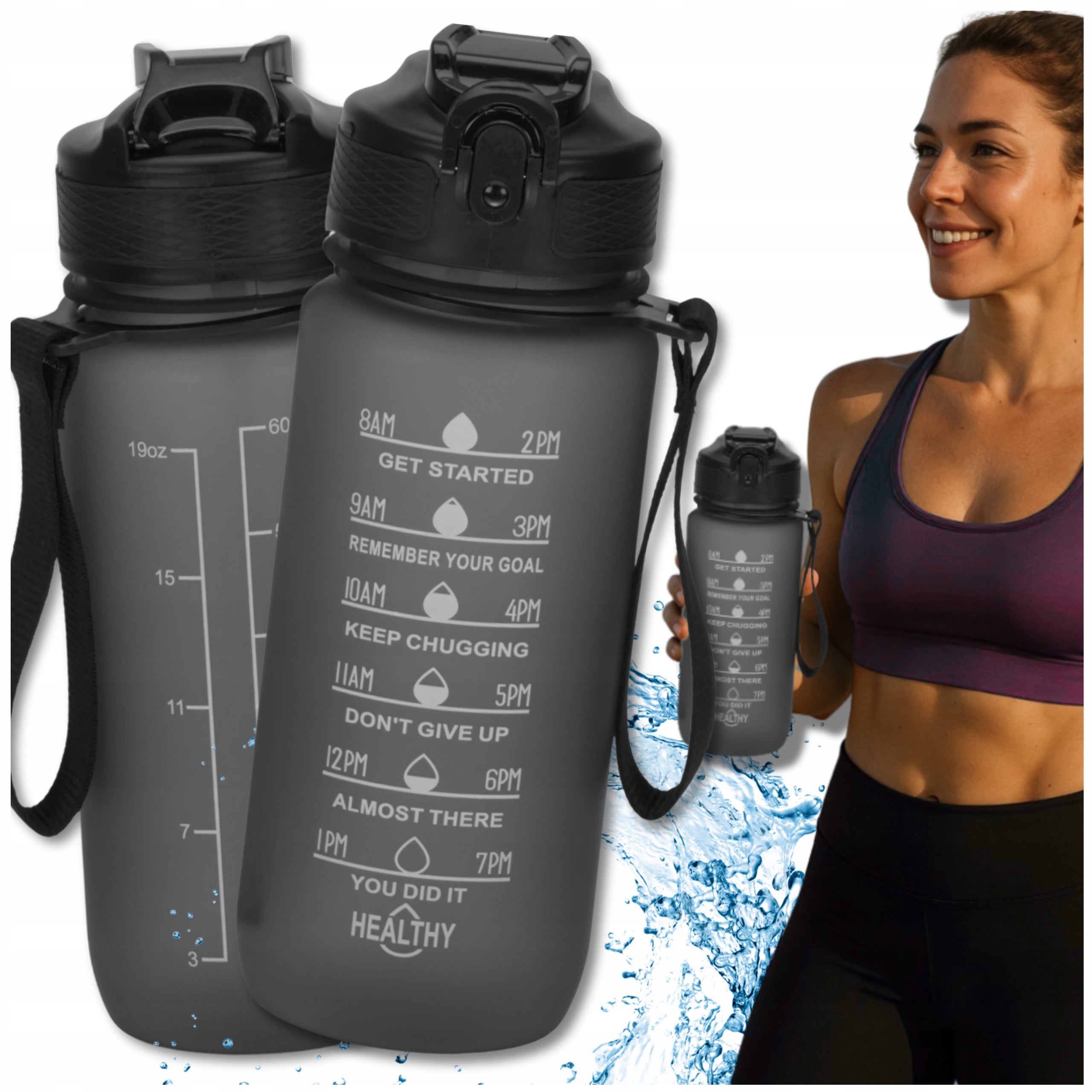 Motivational bottle 600ml TRESSARI TRITAN sports water bottle BPA FREE Brand Tressari