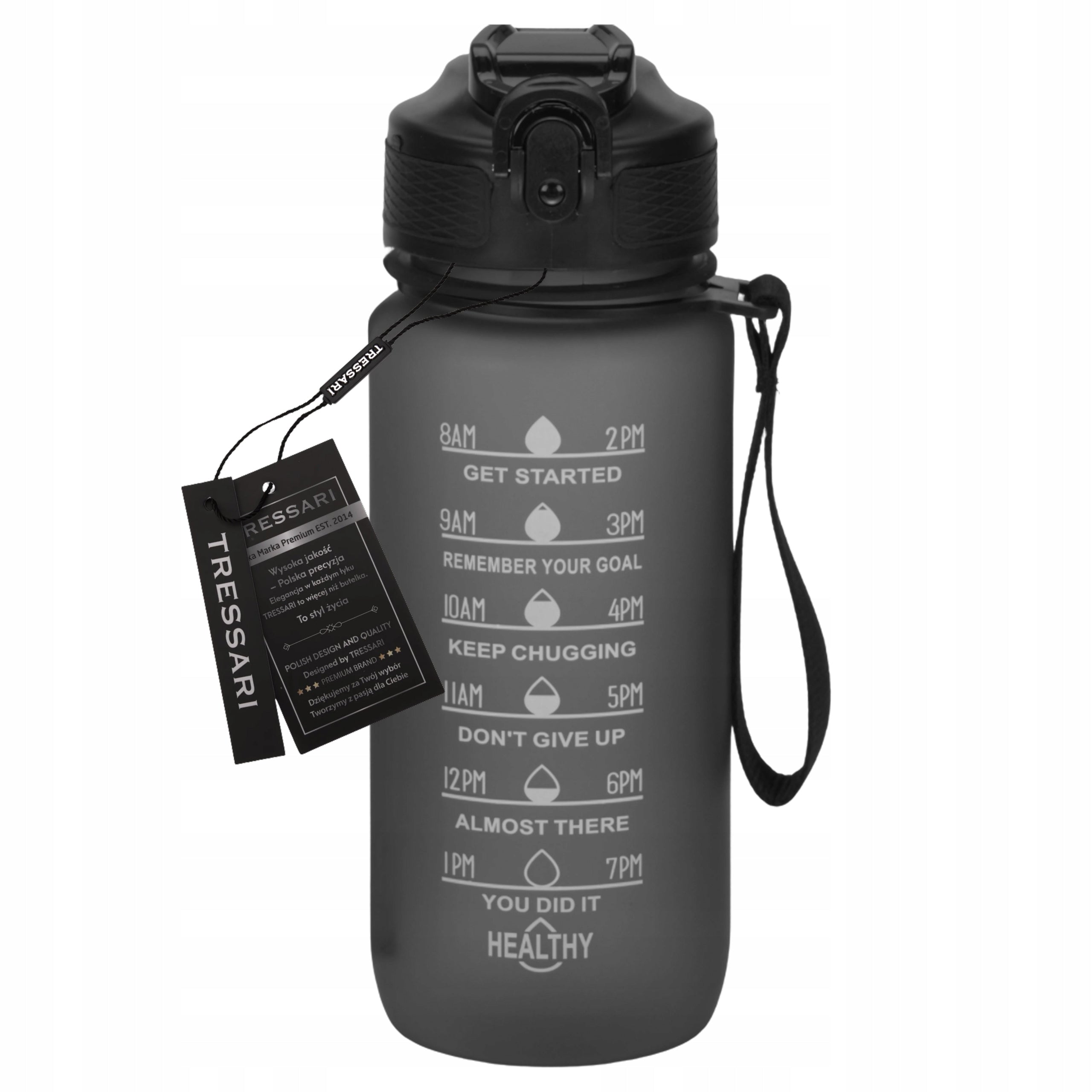 Motivational bottle 600ml TRESSARI TRITAN sports water bottle BPA FREE EAN (GTIN) 5905884098356