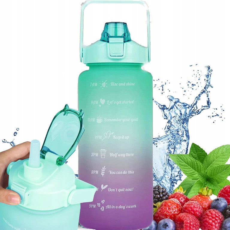 Motivational bottle Water bottle 2000ml 2l with straw with handle with measuring cup G Packaging status original