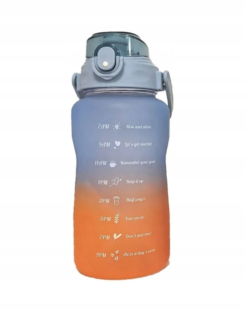 Motivational bottle with measuring cup and tube 1,5L large water bottle sport gym