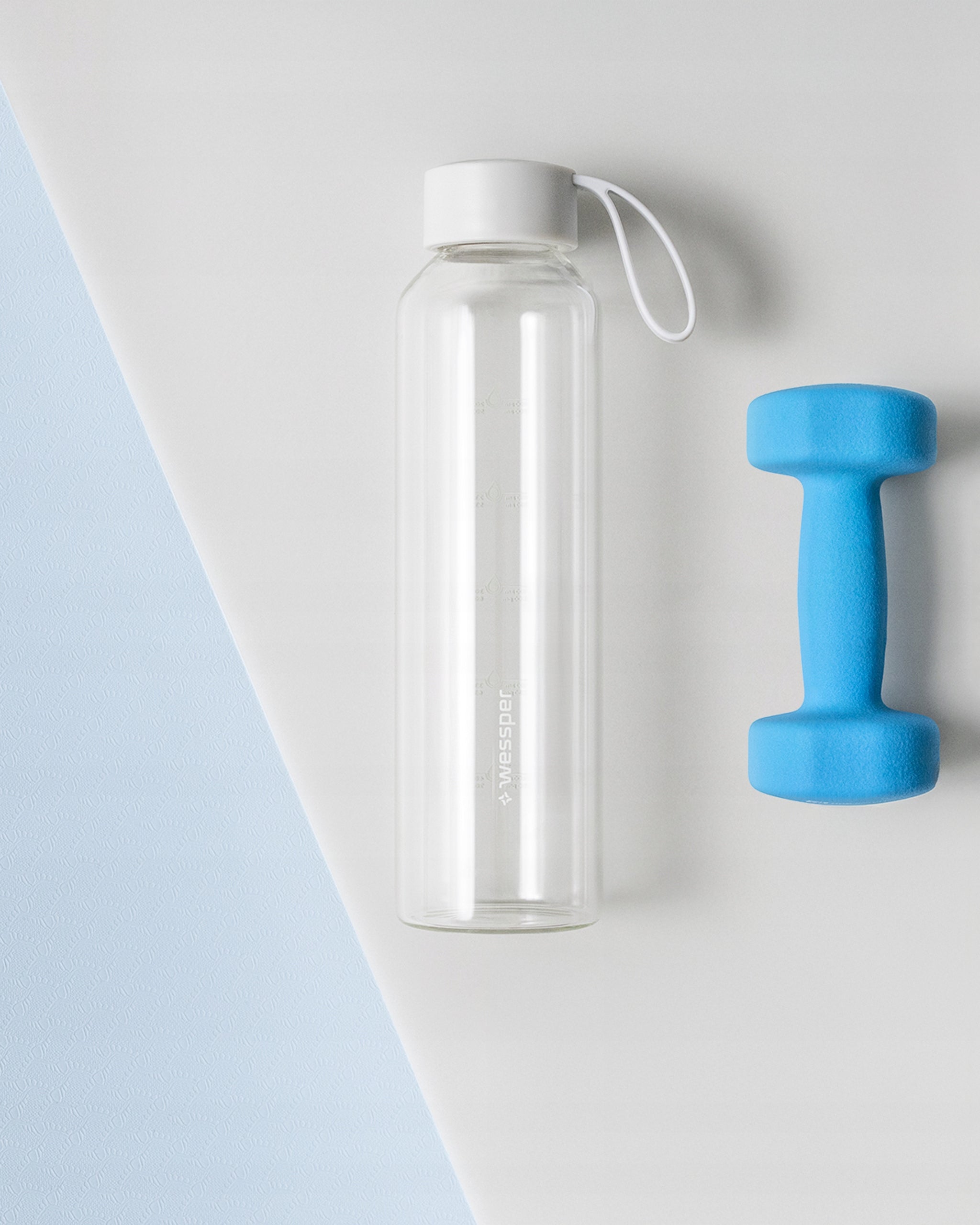 Motivational glass water bottle 0,5 l Wessper B1 BOROSILICATE Brand Wessper