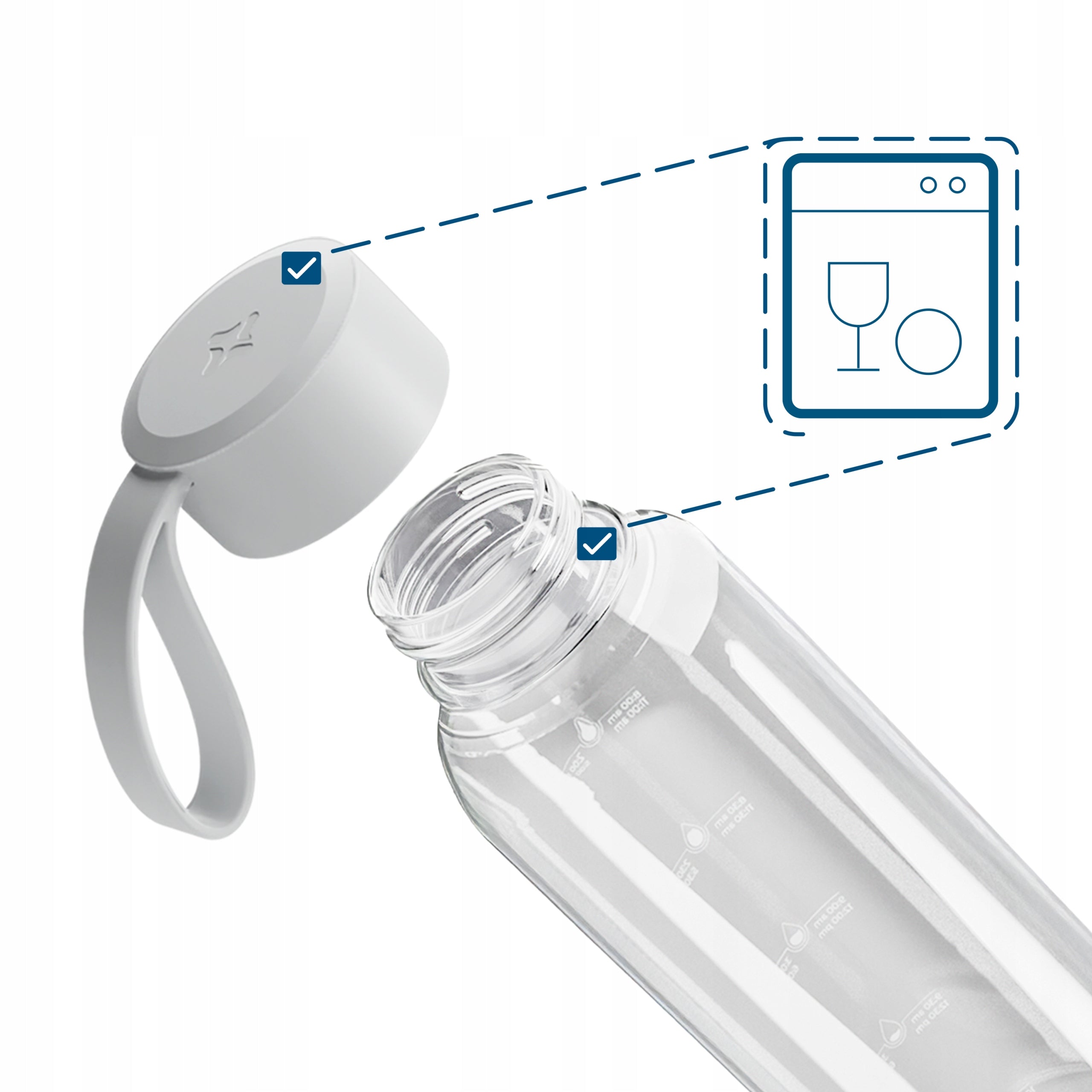Motivational glass water bottle 0,5 l Wessper B1 BOROSILICATE Model B1 BOROSILICATE
