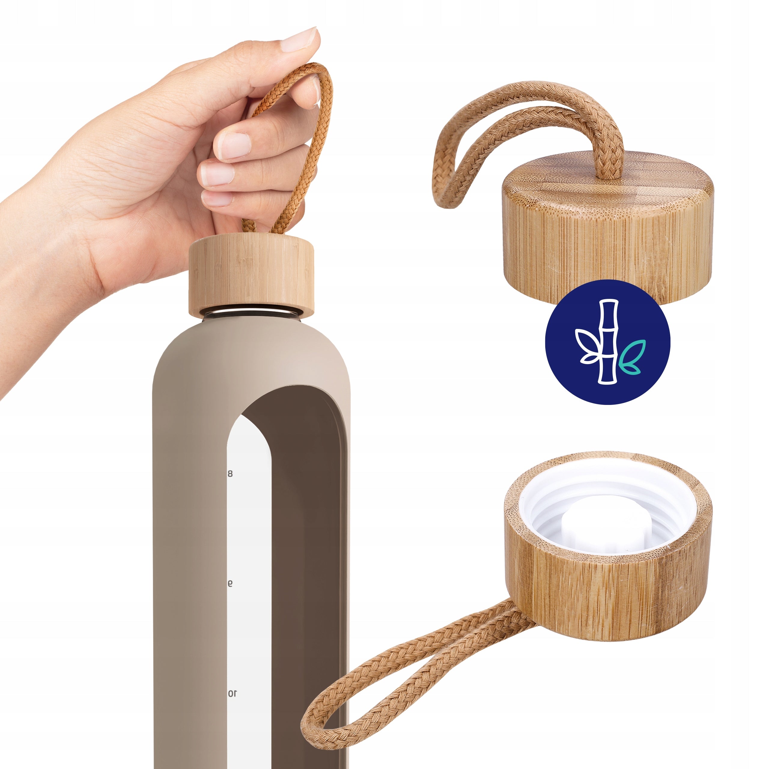 Motivational glass water bottle with graduation for gyms AquaFloow 1L Brand AquaFloow