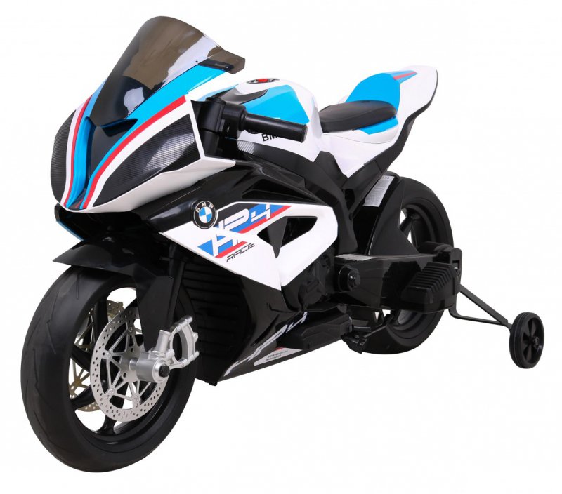 Motor BMW HP4 for children's battery White + Auxiliary wheels + Free Battery capacity 7000 mAh