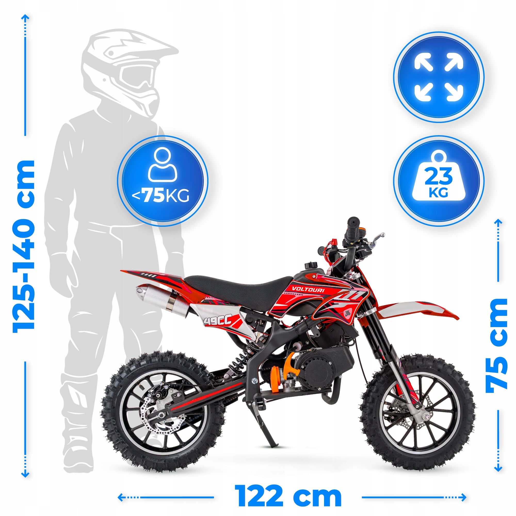 Motor cross combustion for children 49CC light e-start 35km/h motorcycle mini Packaging status original