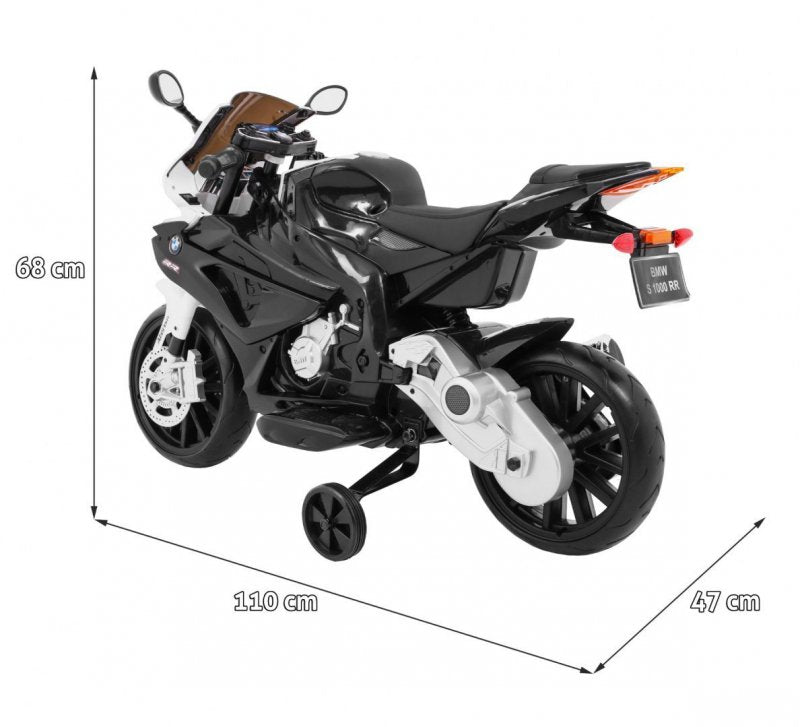 Motor for battery BMW S1000 RR for children Black + Auxiliary wheels + Battery capacity 7000 mAh