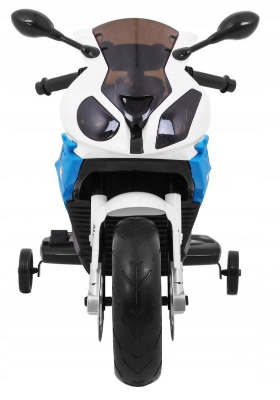Motor for battery BMW S1000 RR for children Blue + Auxiliary wheels Maximum speed 5 km/h