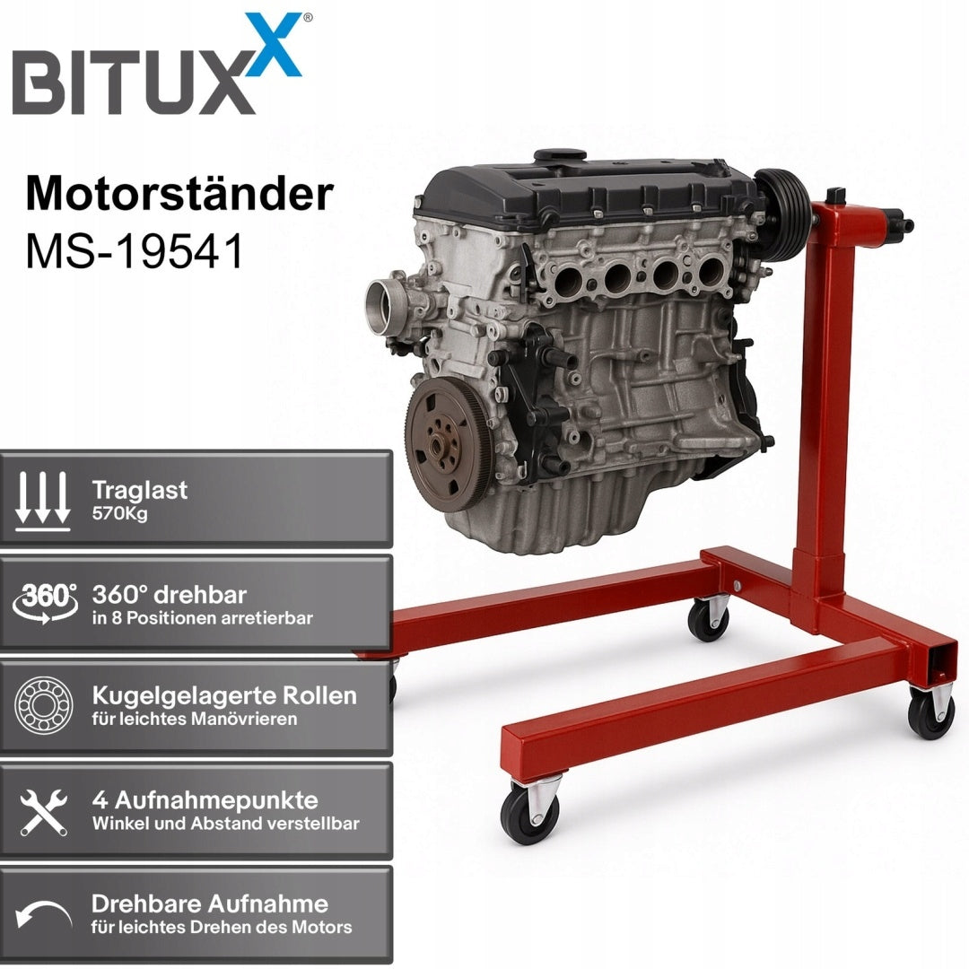 Motor rack 570 kg rotary mobile workshop 4 wheels 360° Brand Bituxx