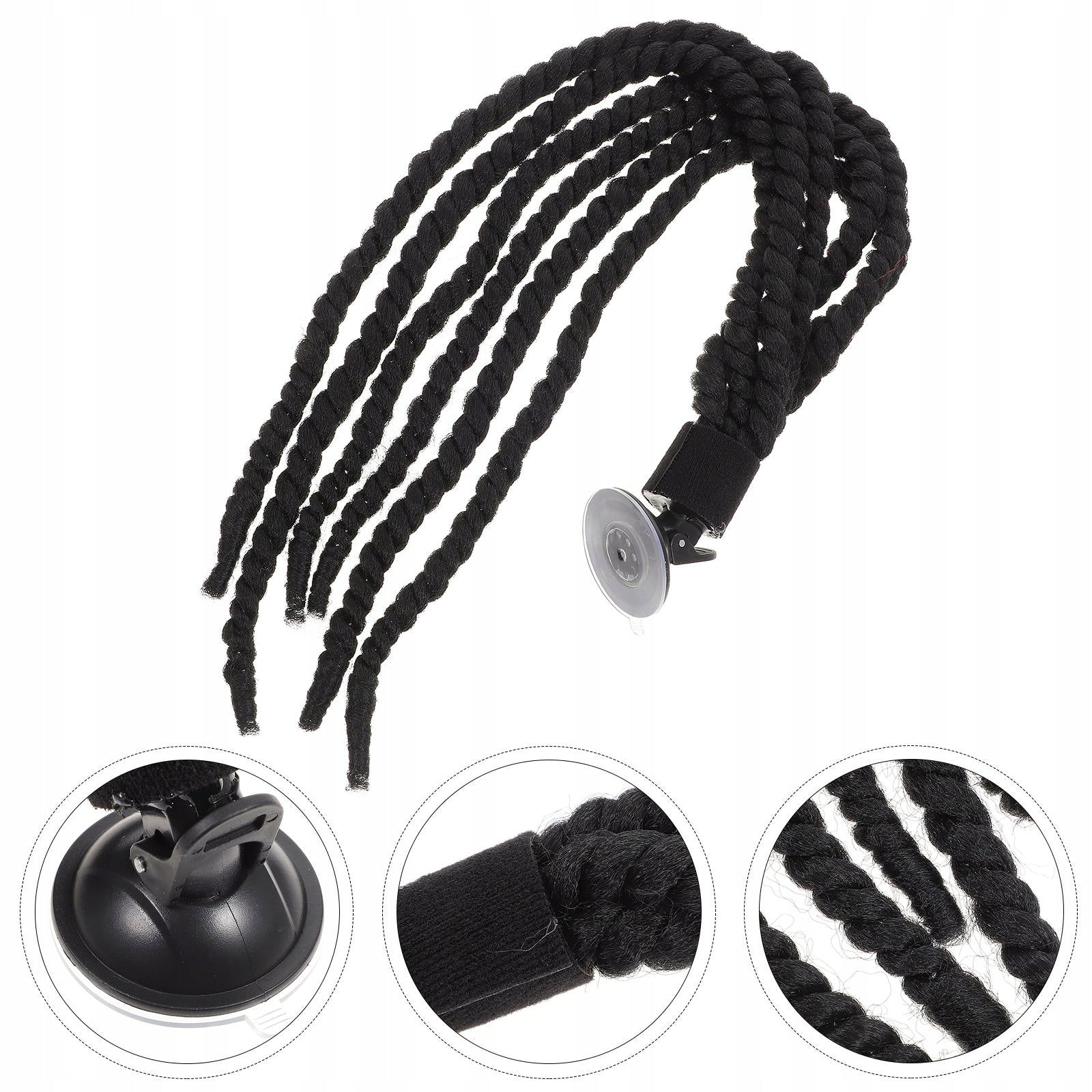 Motorbike Helmet Braid Wig Black Helmet Ornament Decoration Manufacturer no brand