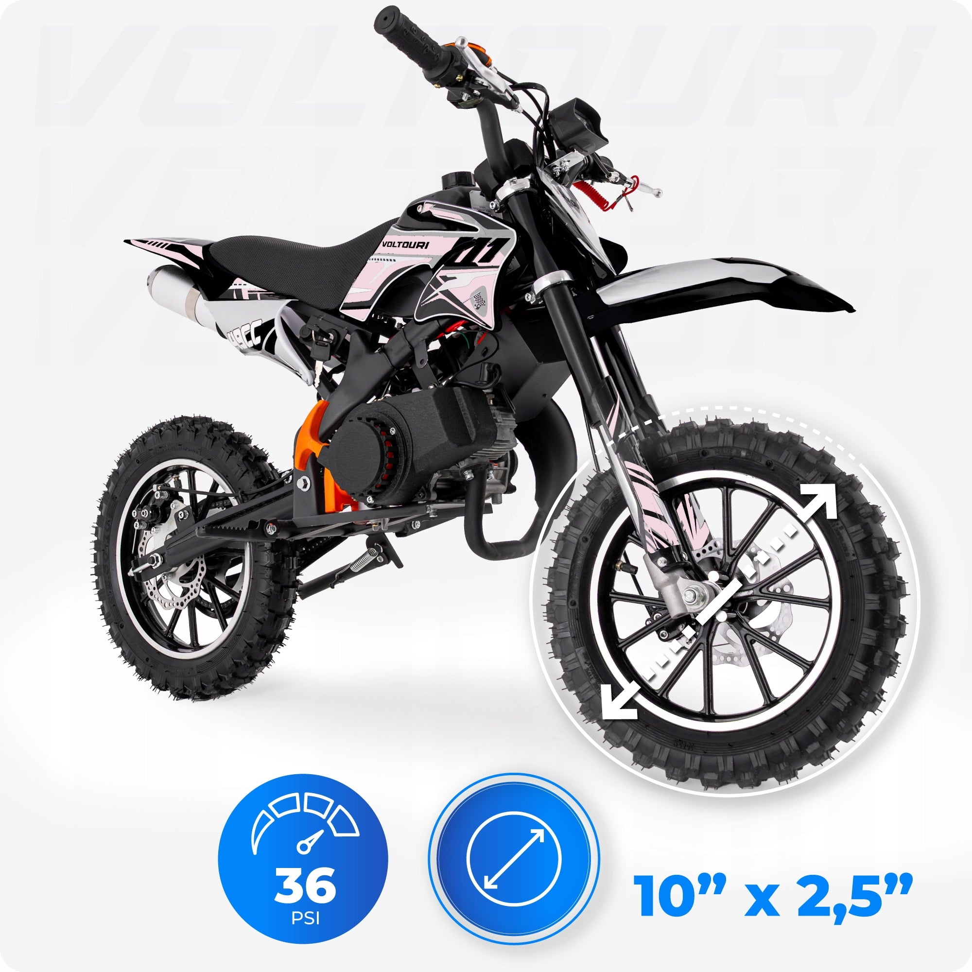 Motorbike for children cross combustion 49CC motorcycle el. start led 35km/h motor Manufacturer code CR49-E-WHITE