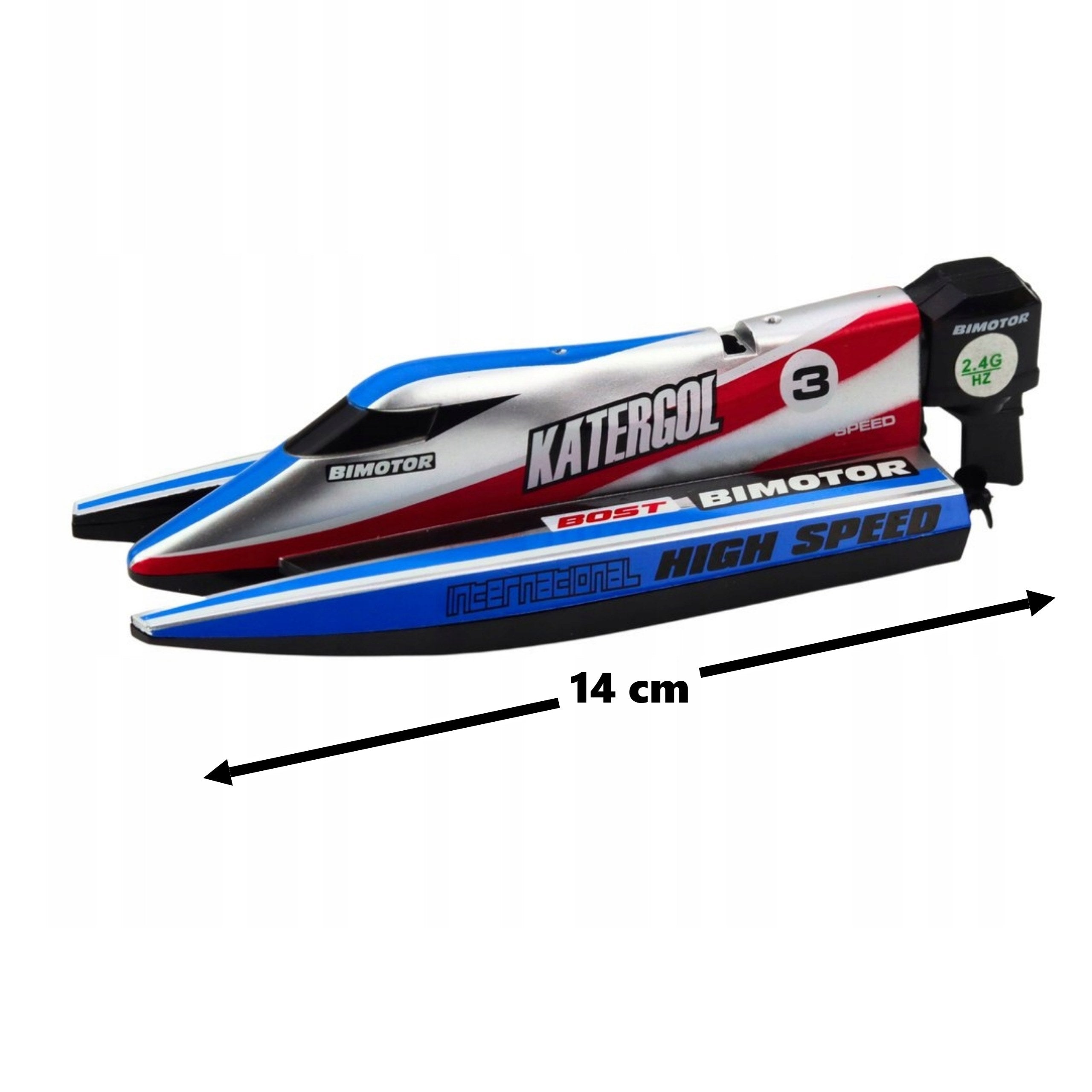 Motorboat Remote Controlled RC Boat 2.4 GHz Dual Motor 14cm Blue Brand Tojsy