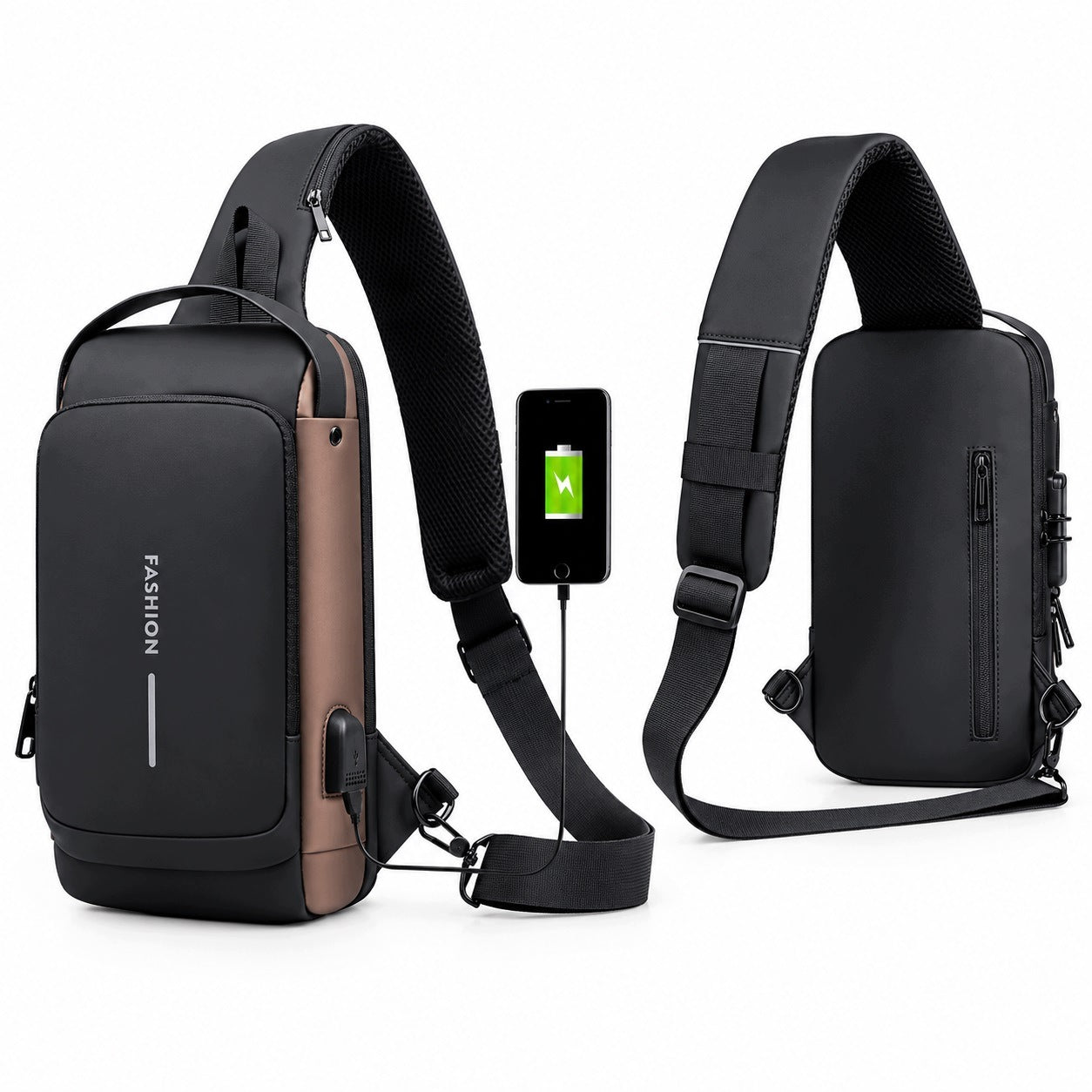 Motorcycle Backpack One Shoulder Anti Theft USB TSA Waterproof I223