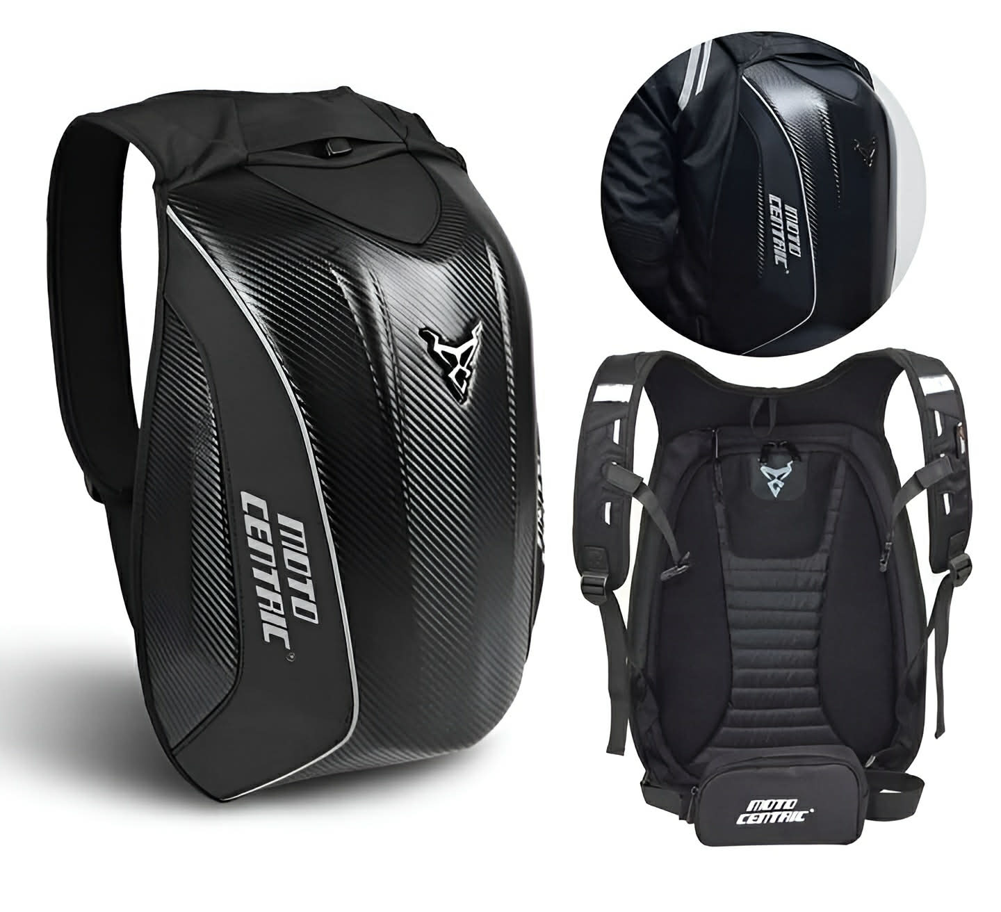 Motorcycle Backpack for Laptop Waterproof Carbon Black 30L