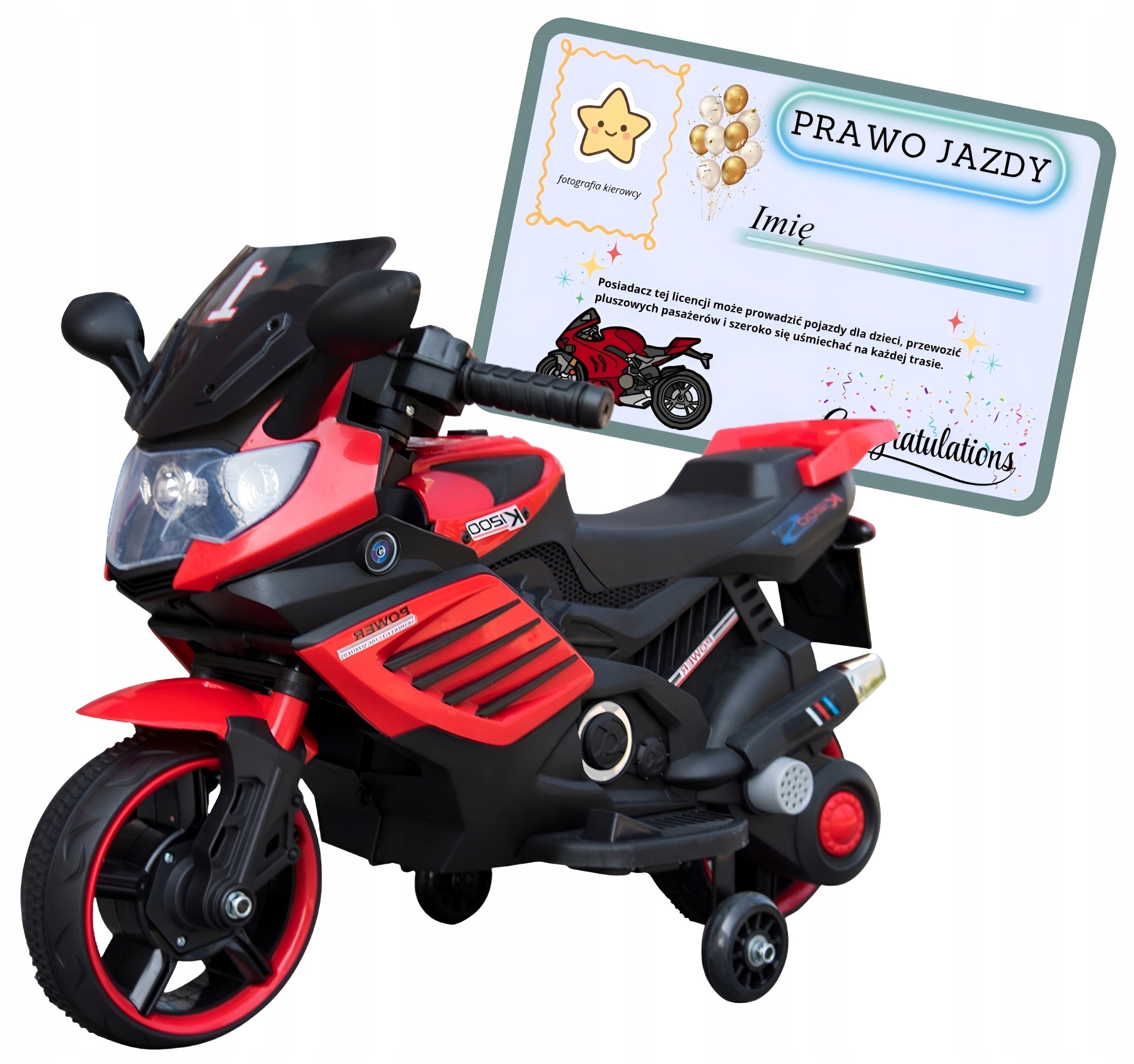 Motorcycle Battery Chaser LED Lights for Kids Red