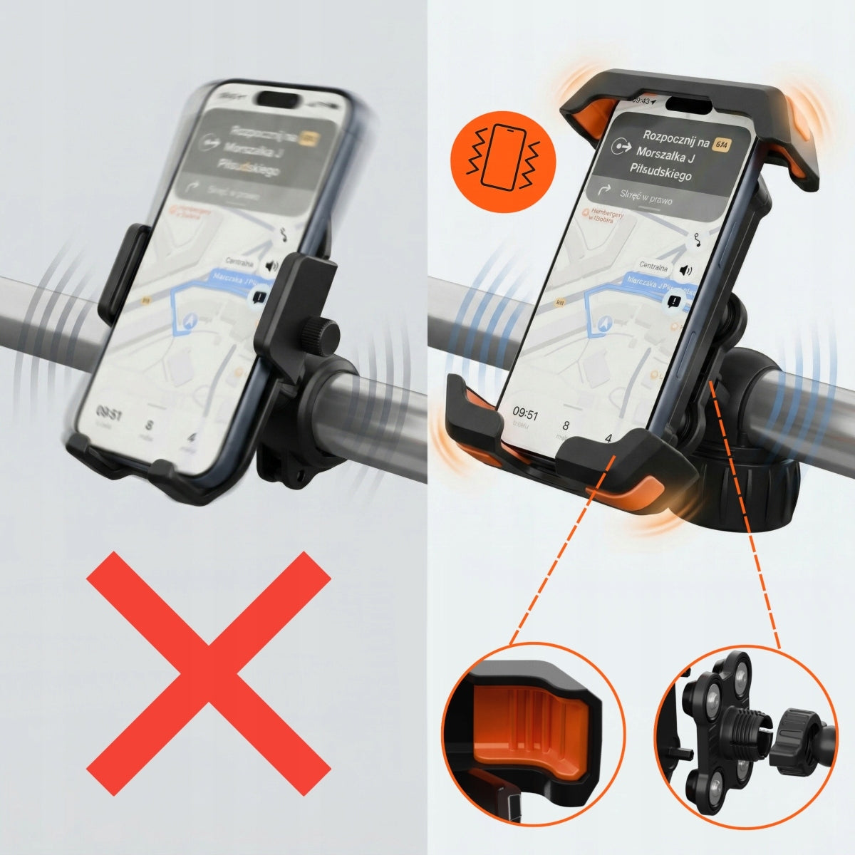 Motorcycle Bike Phone Holder for Bike Anti-Vibration Shock Absorption Manufacturer code 5903814686079_SUPERO_VIBROLOCK_PHONE_HOLDER